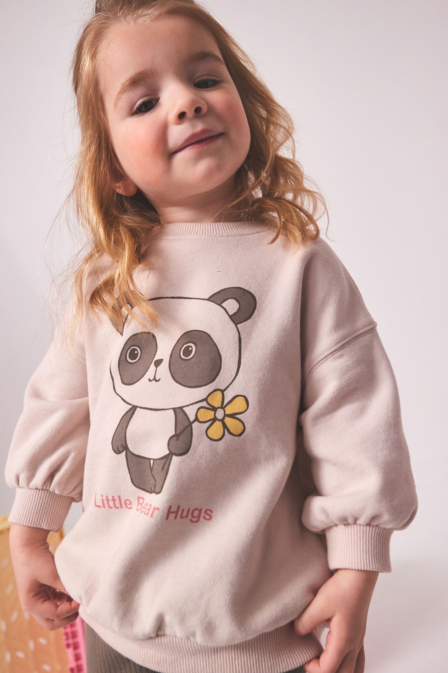 Cream Panda Printed Sweatshirt and Leggings Set (3mths-7yrs)