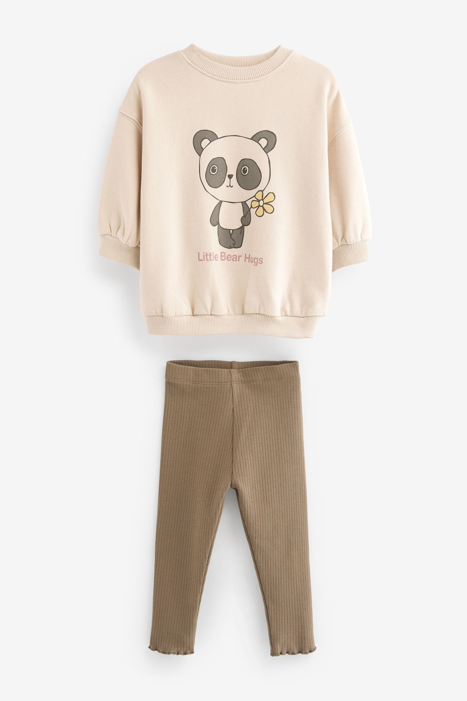 Cream Panda Printed Sweatshirt and Leggings Set (3mths-7yrs)