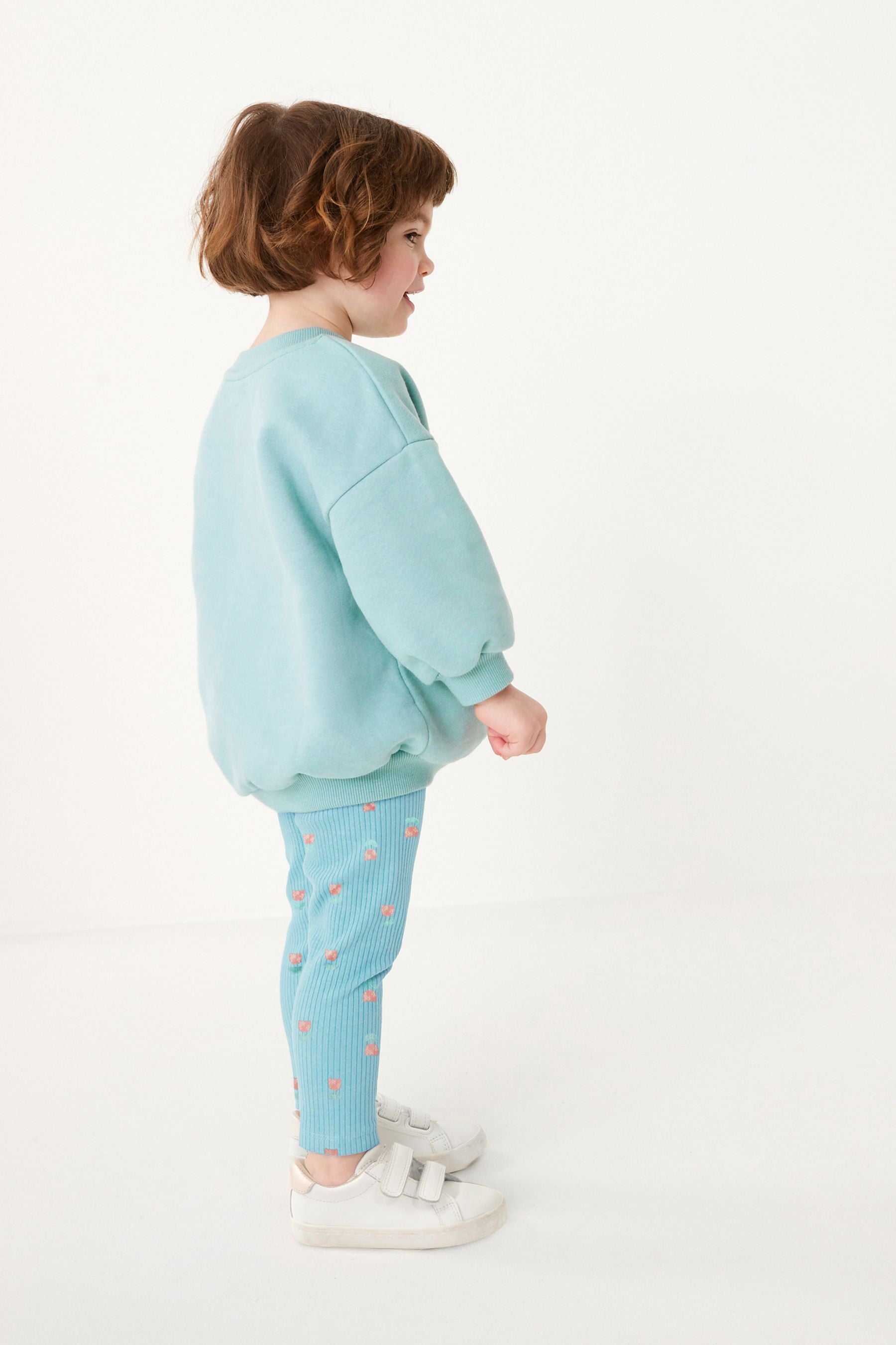 Teal Flowers Printed Sweatshirt and Leggings Set (3mths-7yrs)