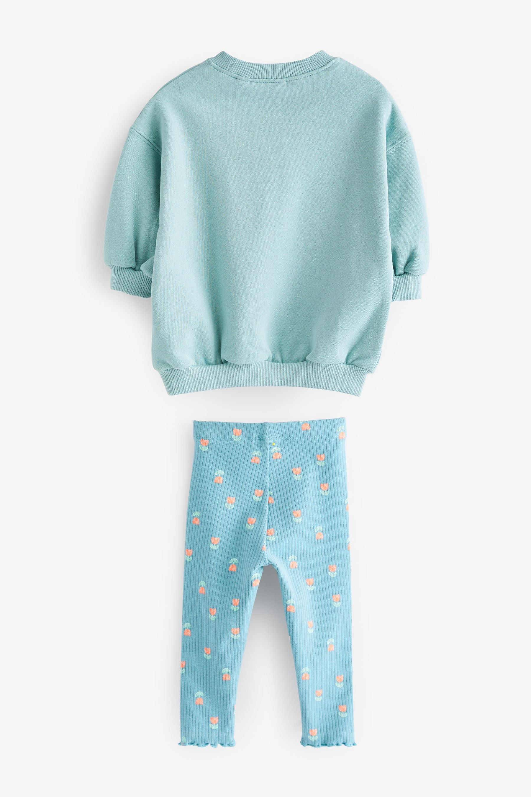 Teal Flowers Printed Sweatshirt and Leggings Set (3mths-7yrs)