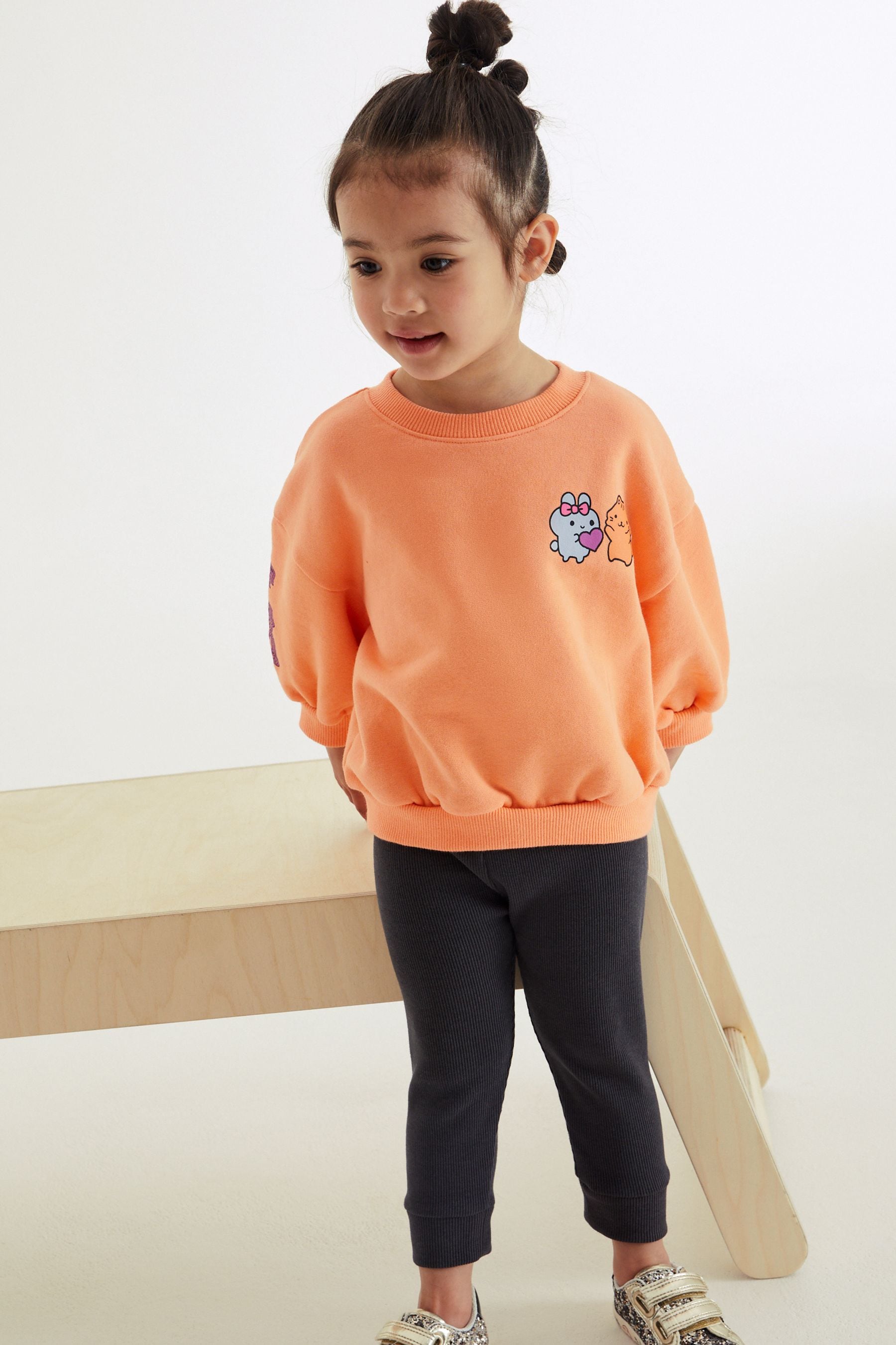 Bright Orange Printed Sweatshirt and Leggings Set (3mths-7yrs)