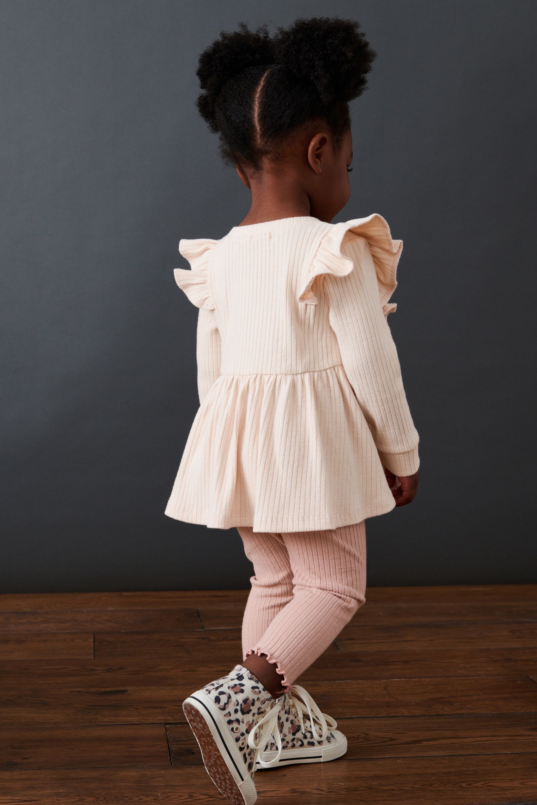 Pink Frill Ribbed Leggings Set (3mths-7yrs)