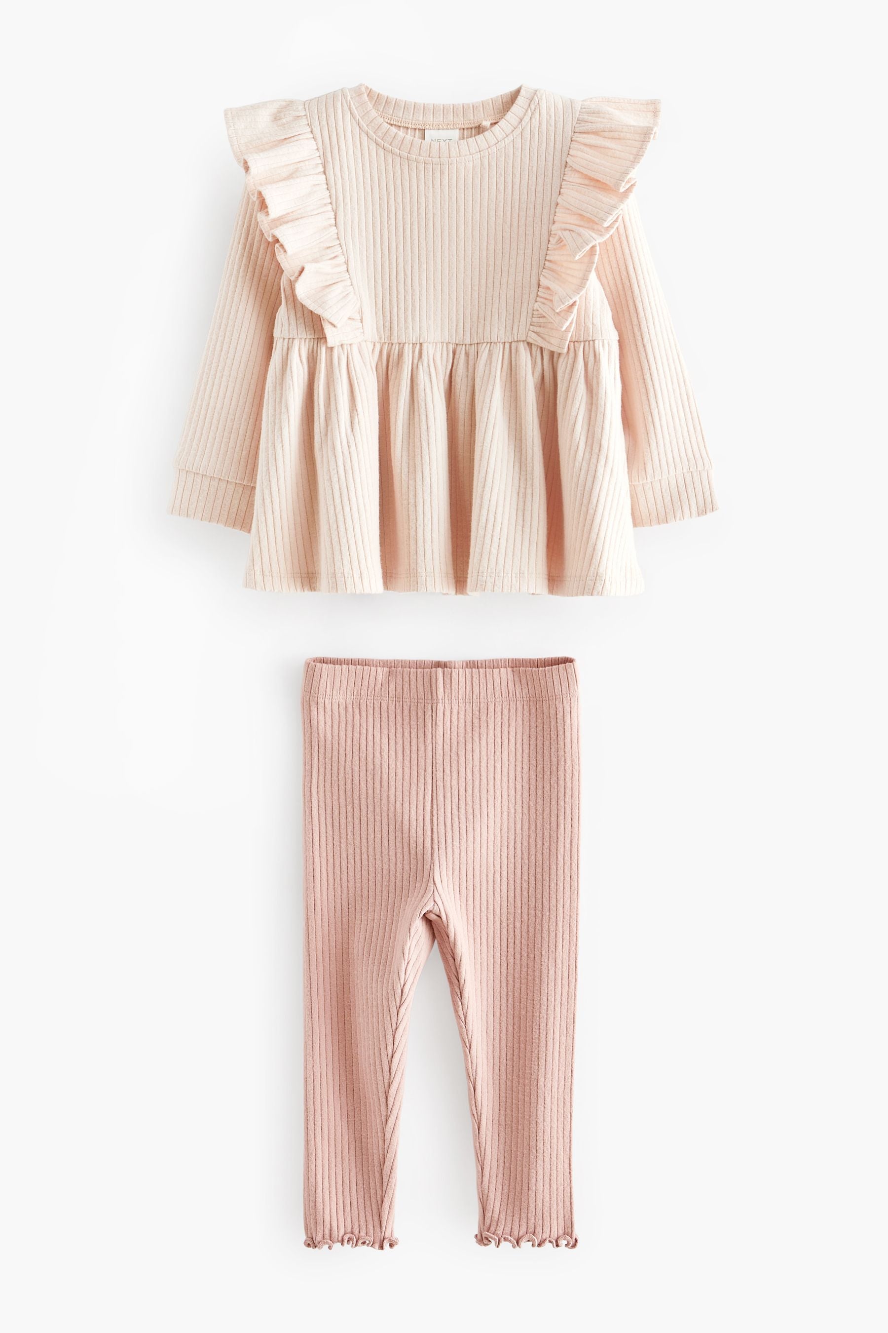 Pink Frill Ribbed Leggings Set (3mths-7yrs)