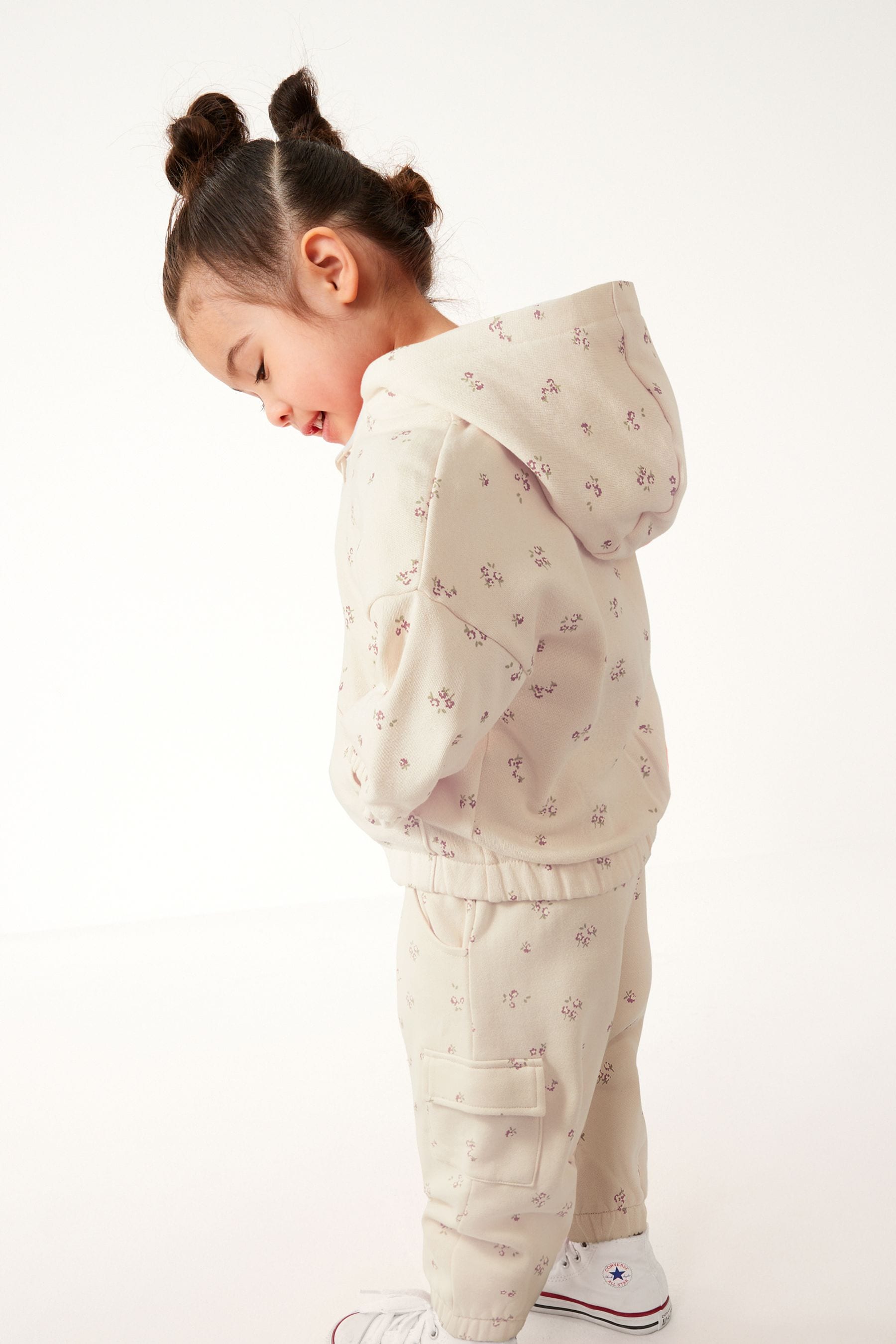 Cream Ditsy Zip Through Hoodie (3mths-7yrs)