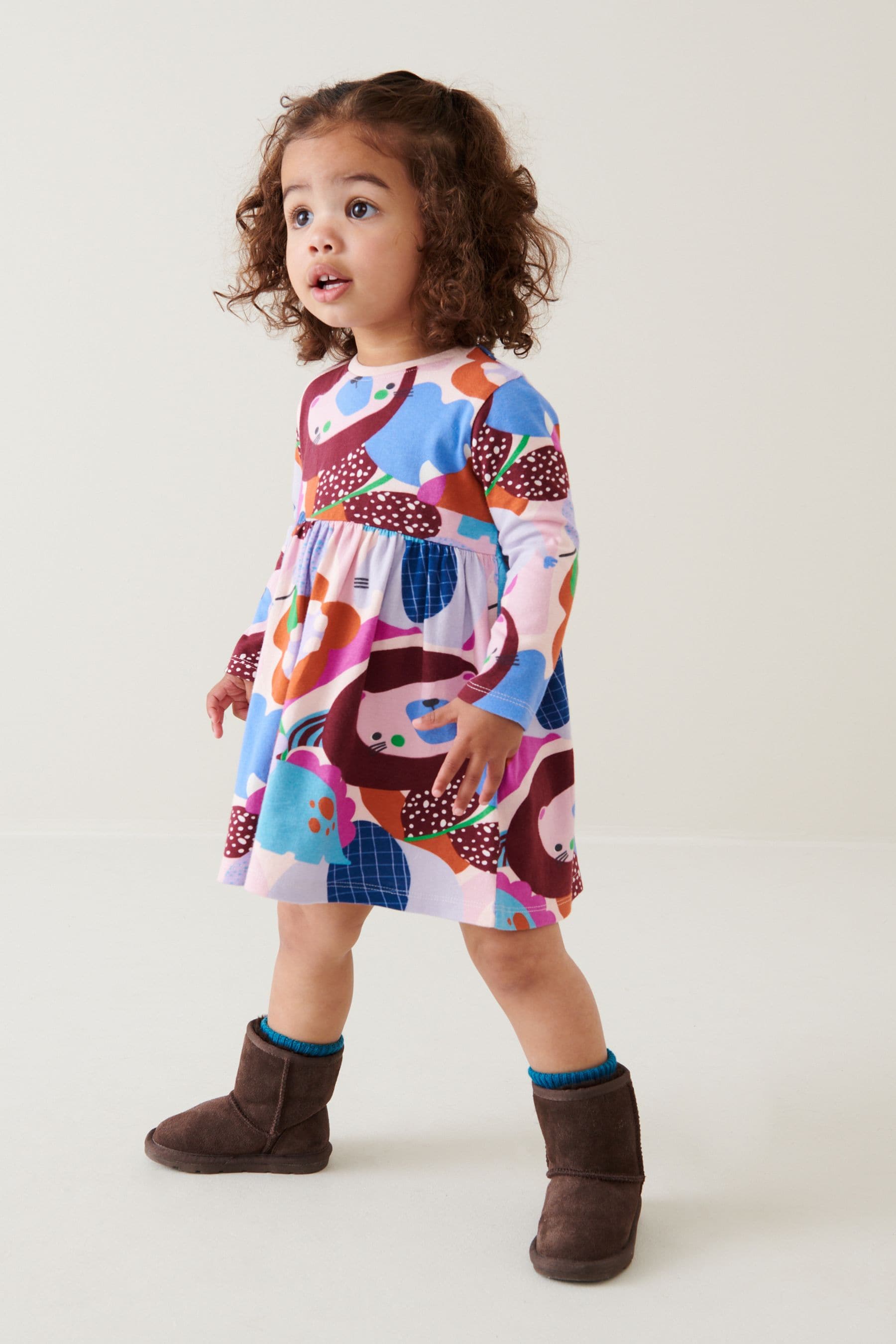 Multicoloured Long Sleeve Jersey Dress (3mths-7yrs)