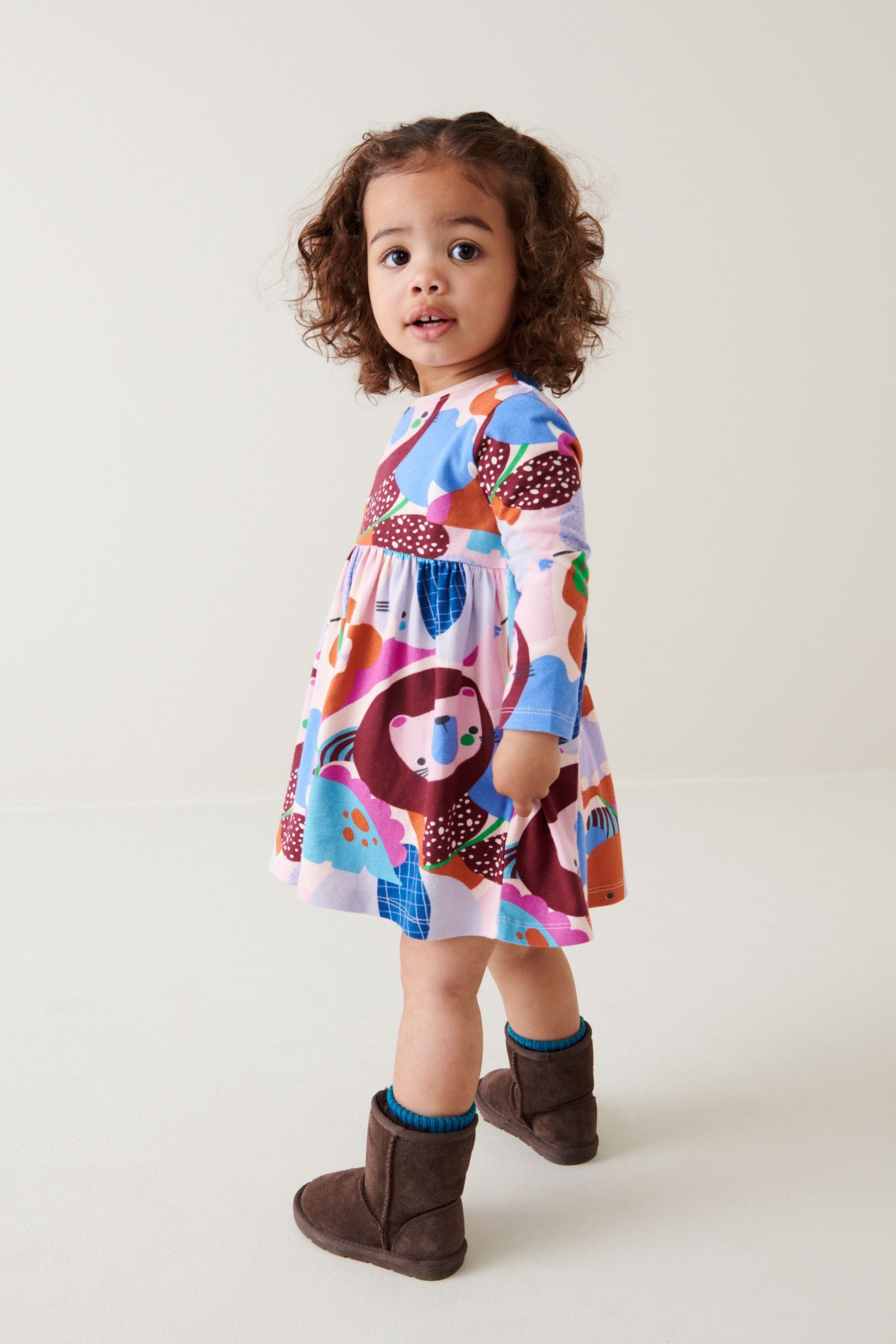 Multicoloured Long Sleeve Jersey Dress (3mths-7yrs)