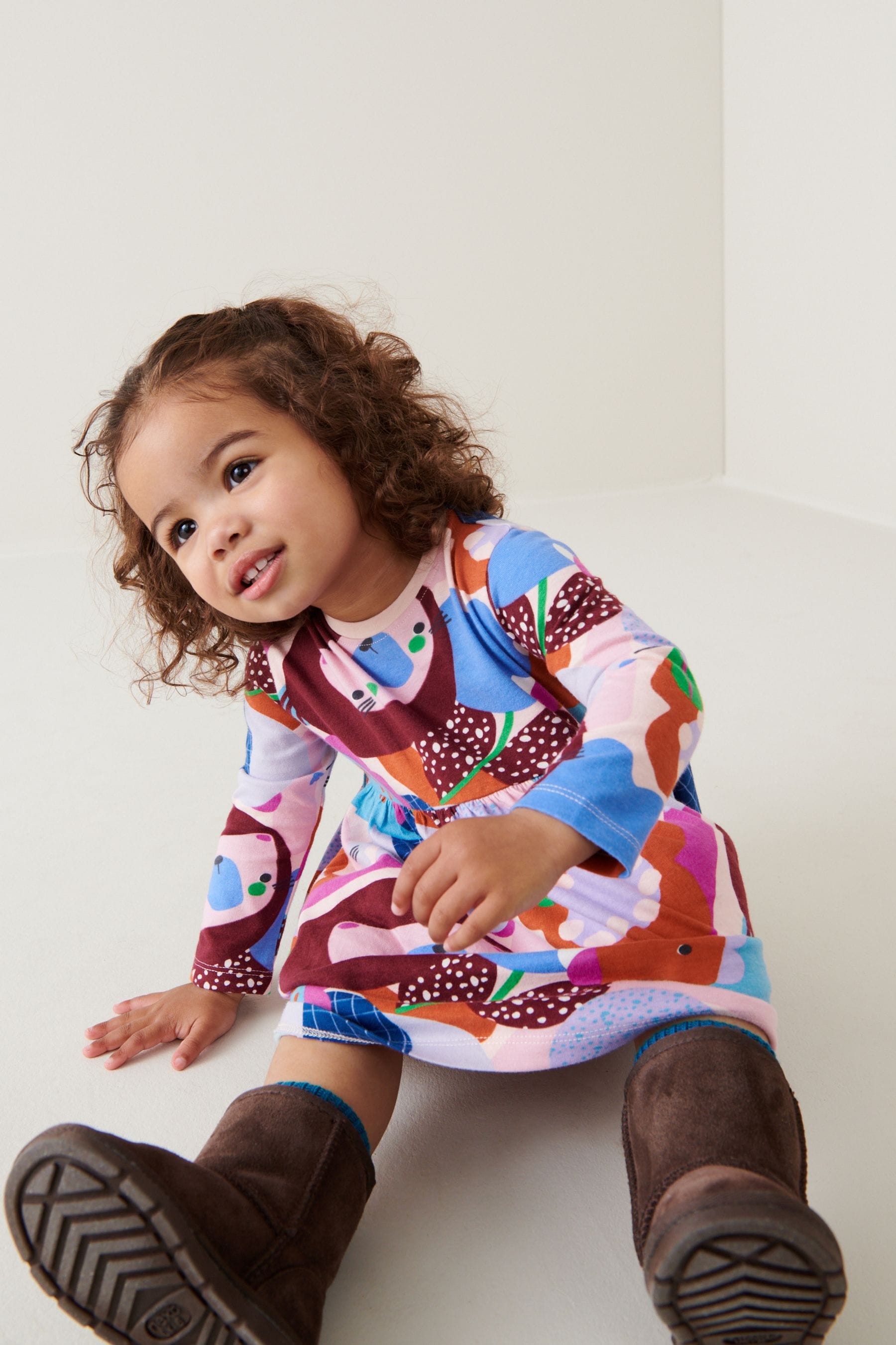 Multicoloured Long Sleeve Jersey Dress (3mths-7yrs)