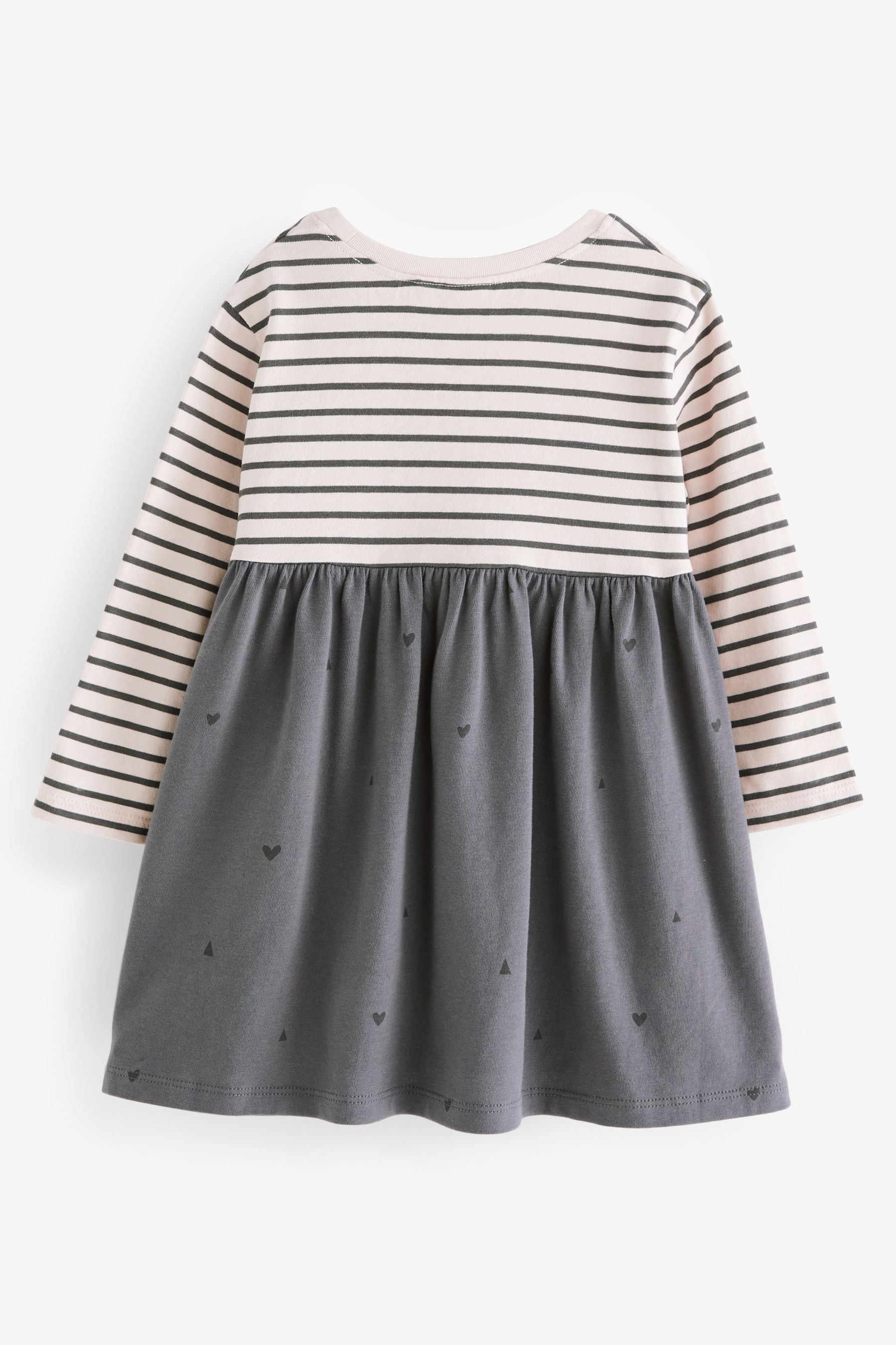 Monochrome Cat Long Sleeve Appliquééé Jersey Dress (3mths-7yrs)