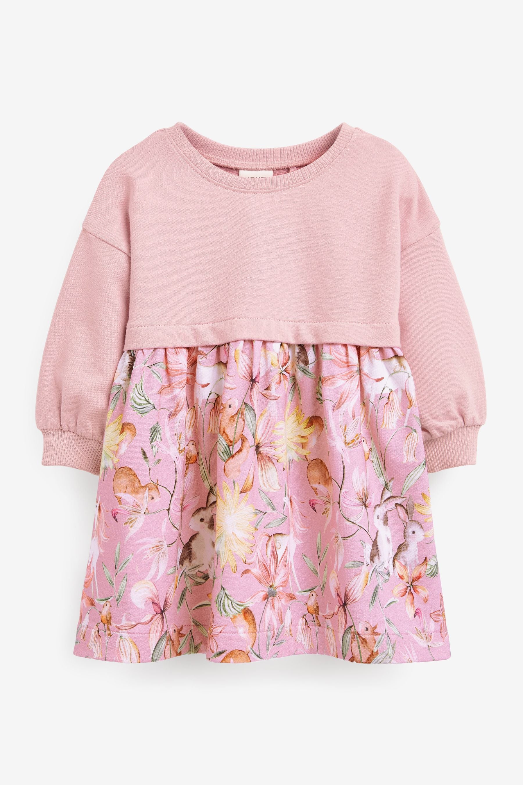 Pink Floral Printed Sweat Dress (3mths-7yrs)