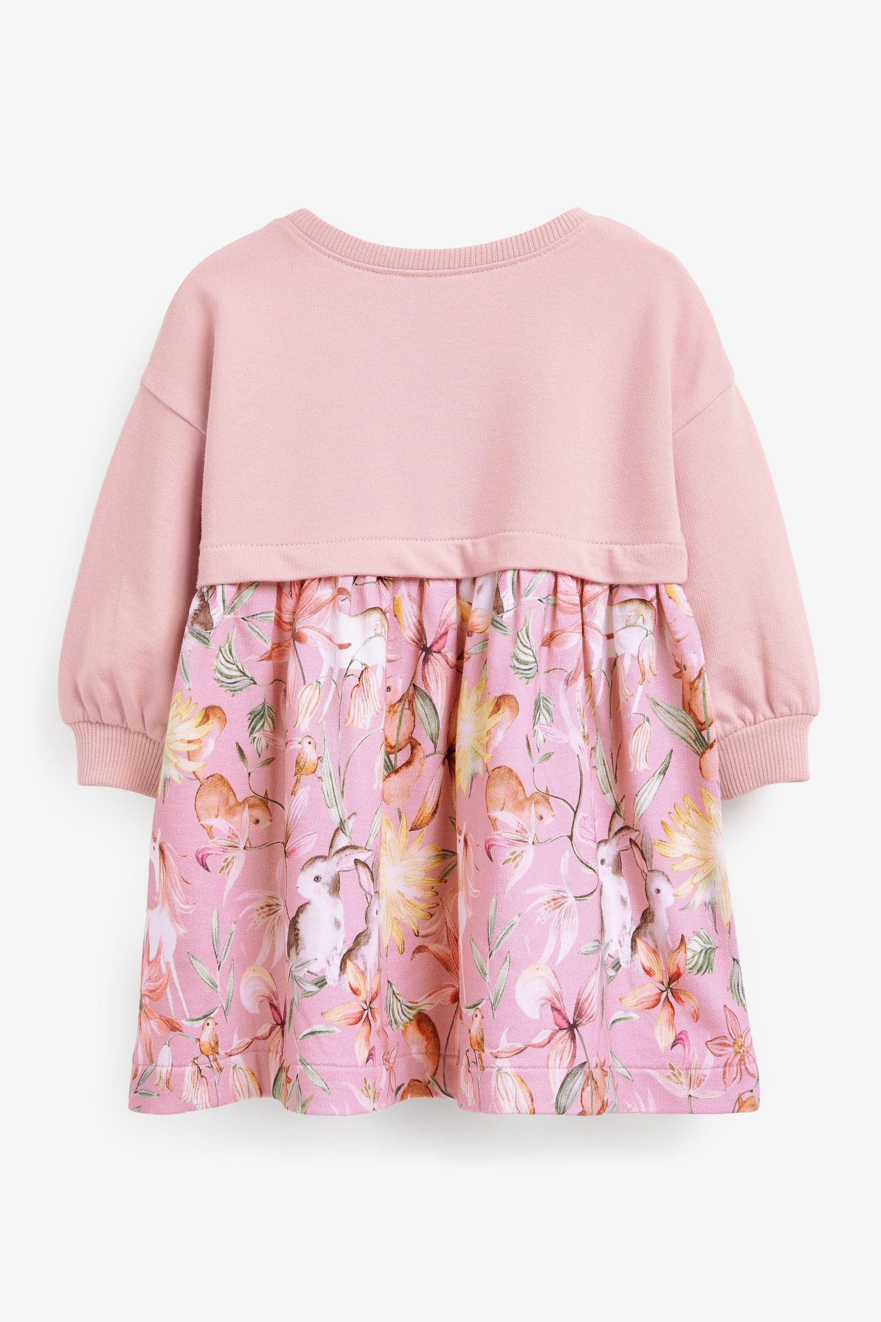 Pink Floral Printed Sweat Dress (3mths-7yrs)