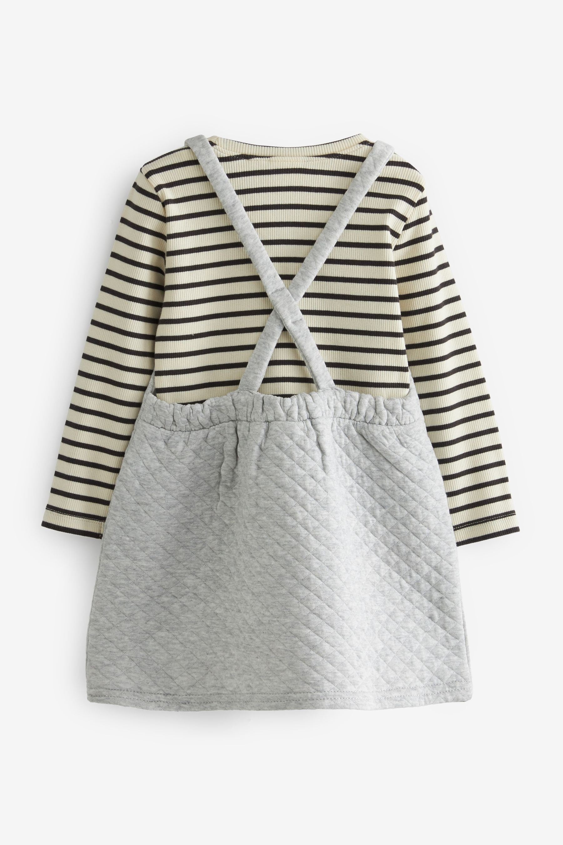 Grey Quilted Pinafore and Long Sleeve T-Shirt (3mths-7yrs)