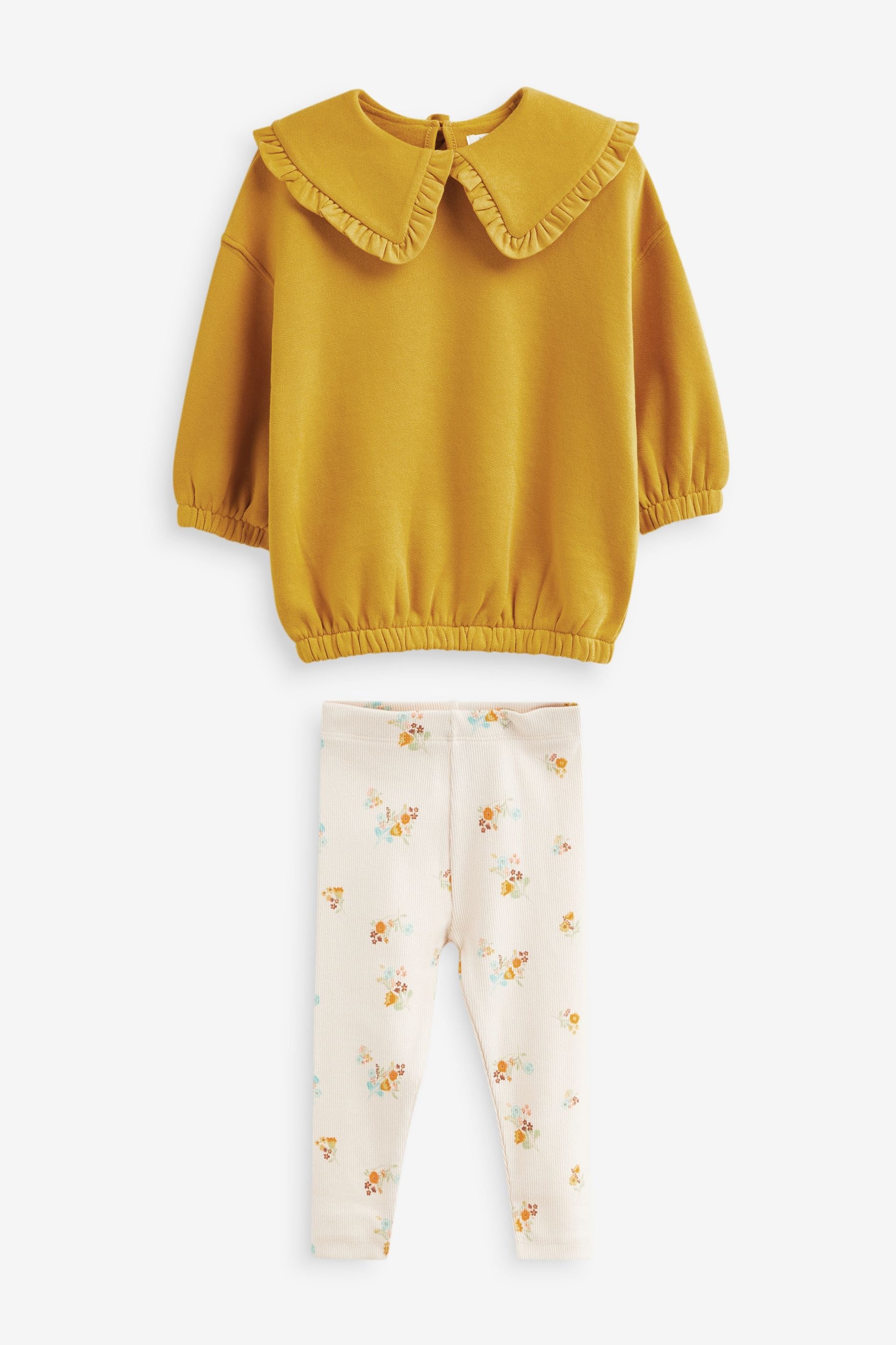 Yellow Floral Collared Sweatshirt and Leggings Set (3mths-7yrs)