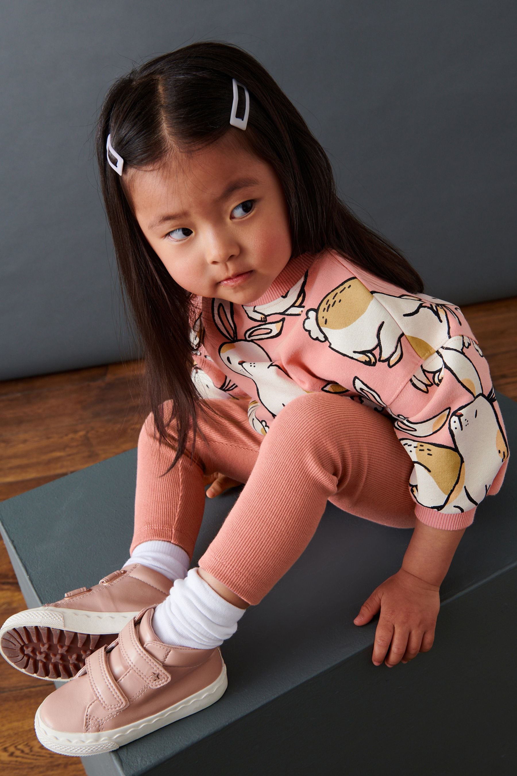 Pink Bunny Printed Sweatshirt and Leggings Set (3mths-7yrs)