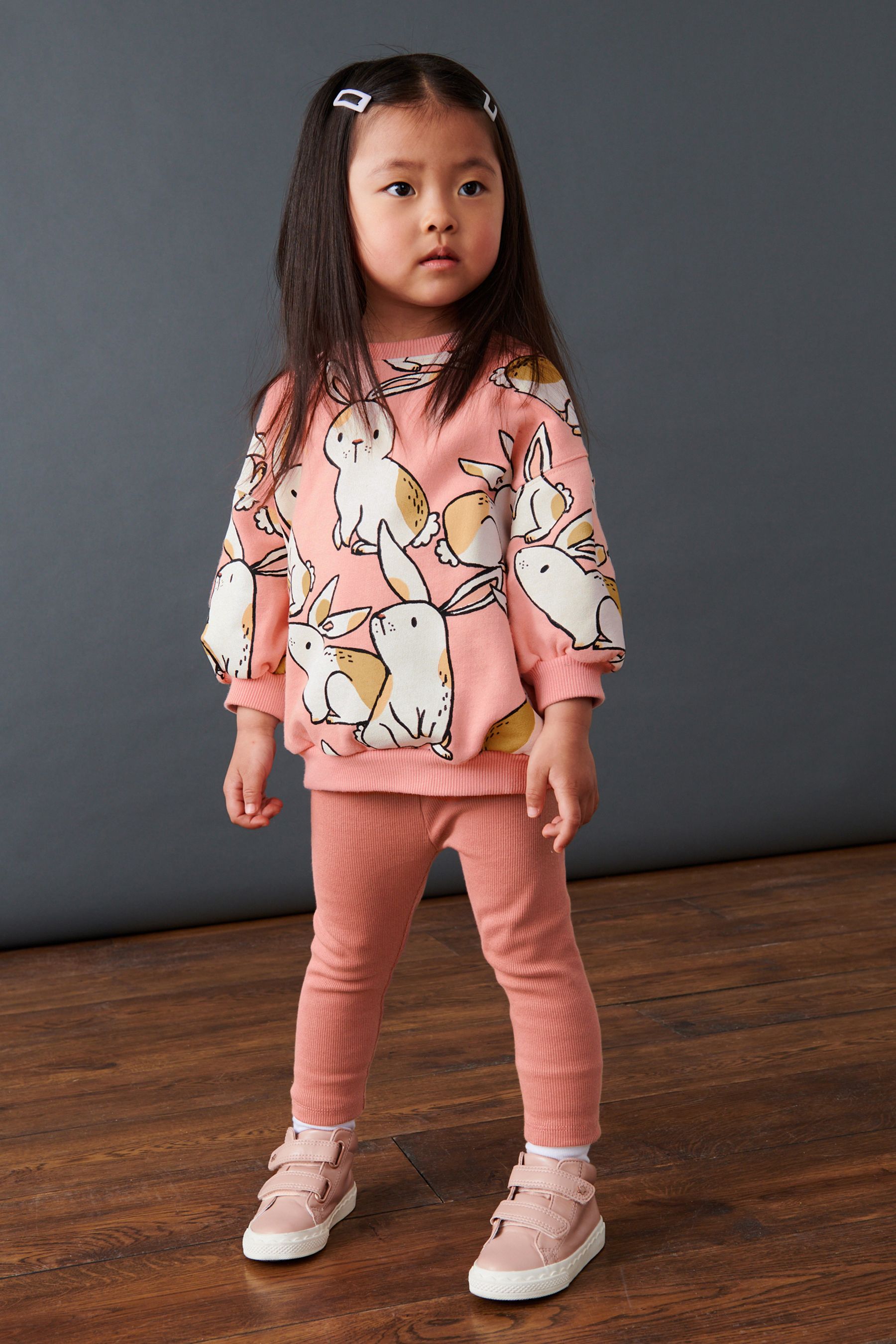 Pink Bunny Printed Sweatshirt and Leggings Set (3mths-7yrs)