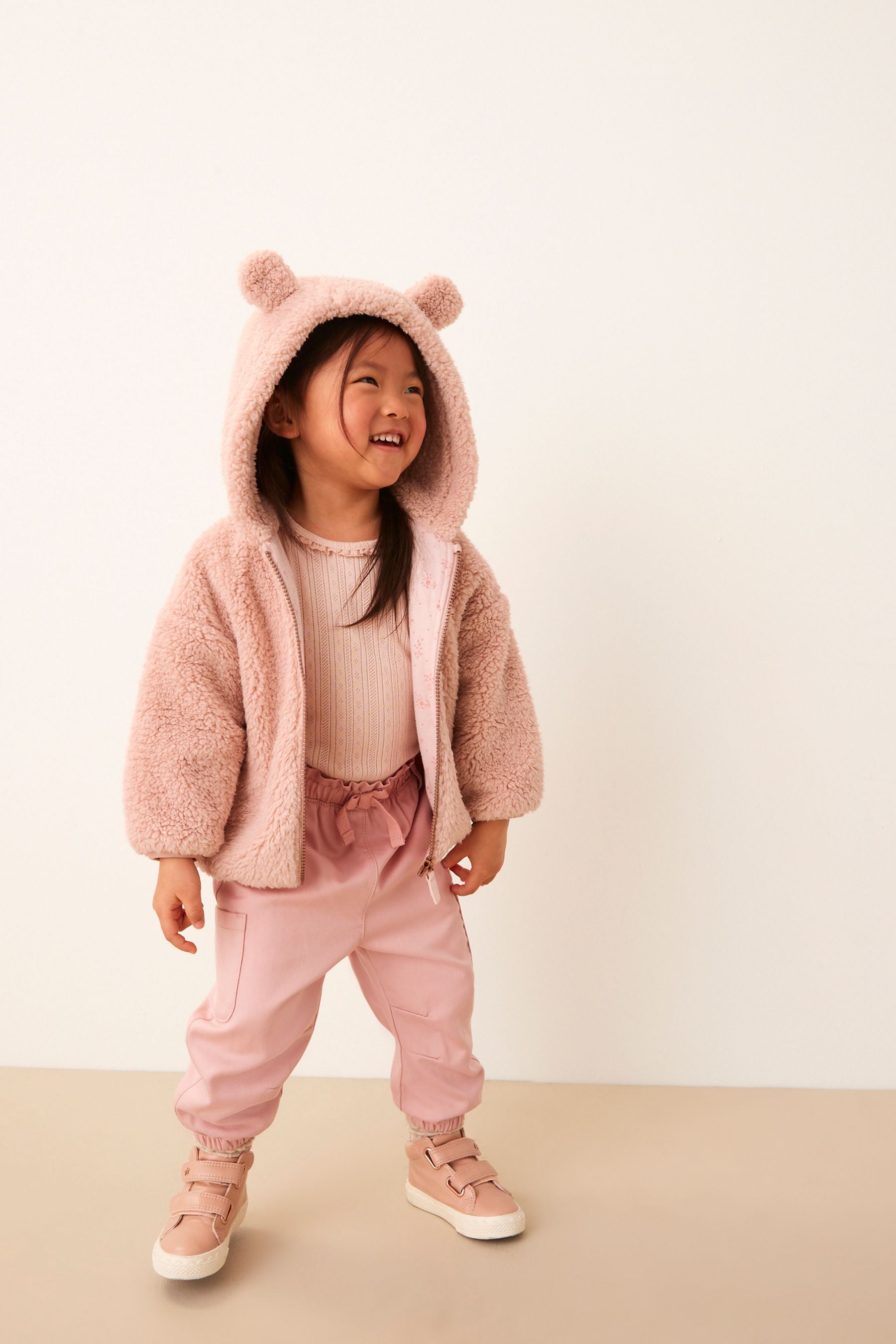 Pink Teddy Borg Fleece Zip Through Jacket (3mths-7yrs)