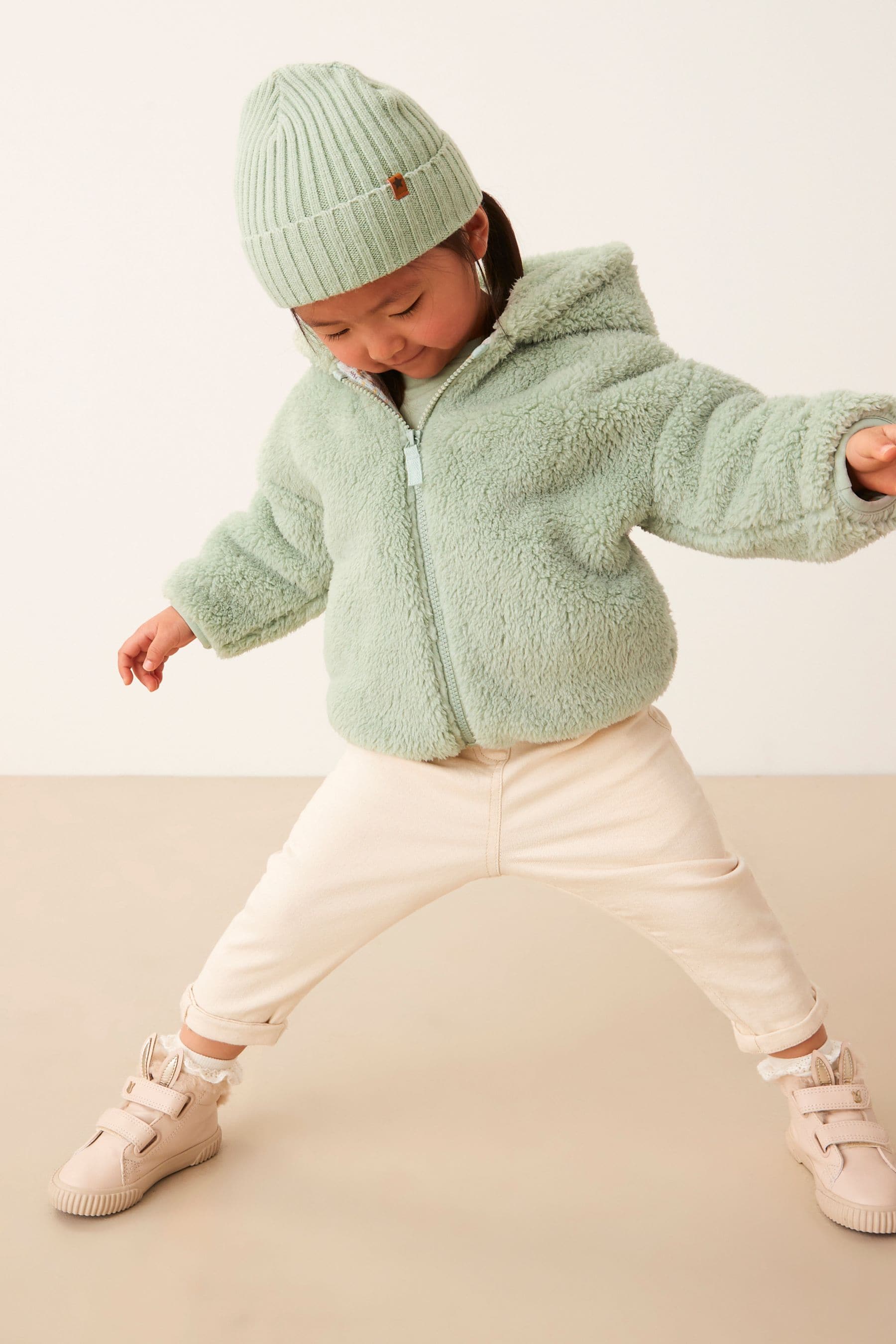 Green Teddy Borg Fleece Zip Through Jacket (3mths-7yrs)