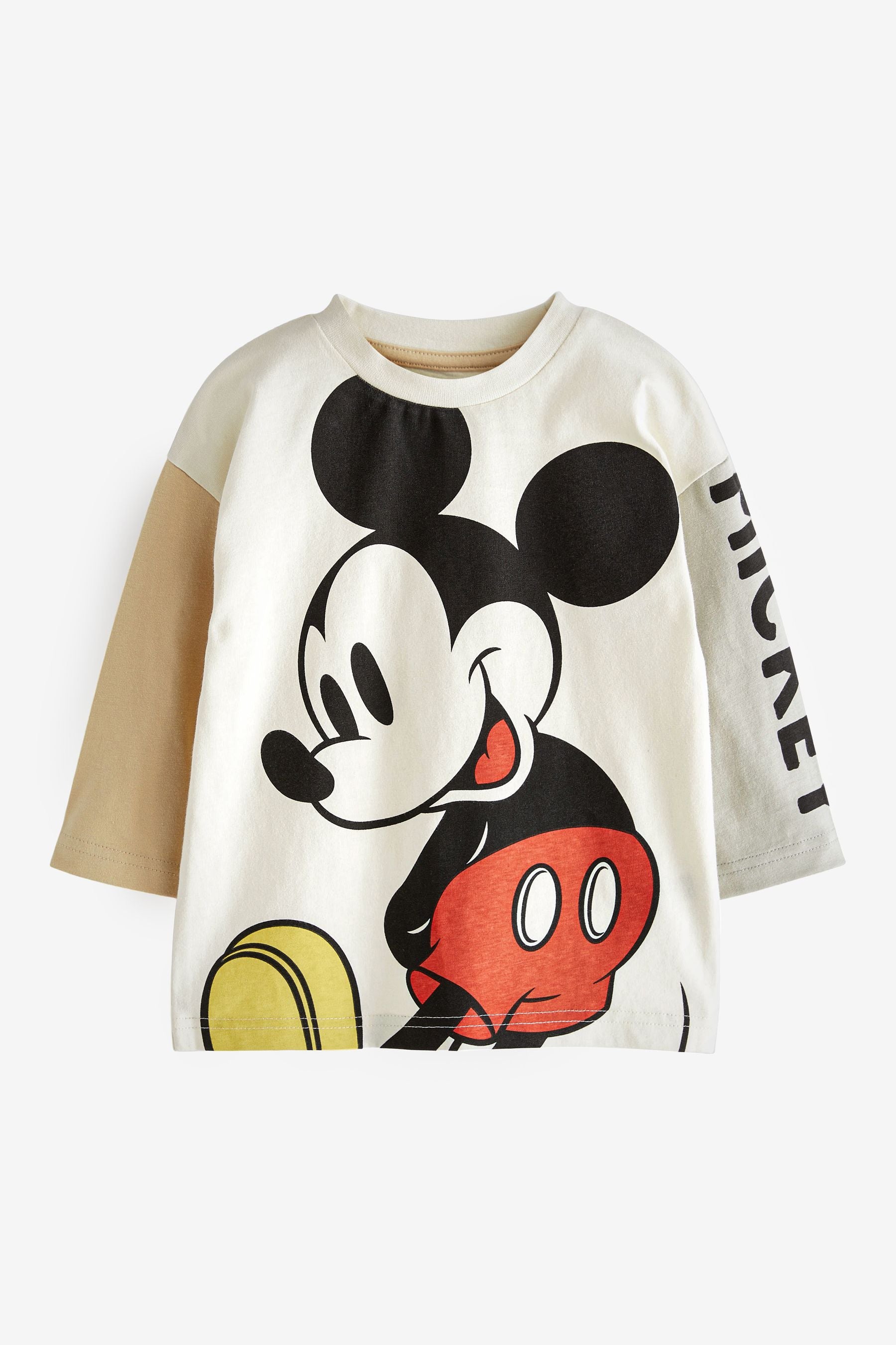 Cream Mickey Mouse Long Sleeve License T-Shirt (3mths-8yrs)