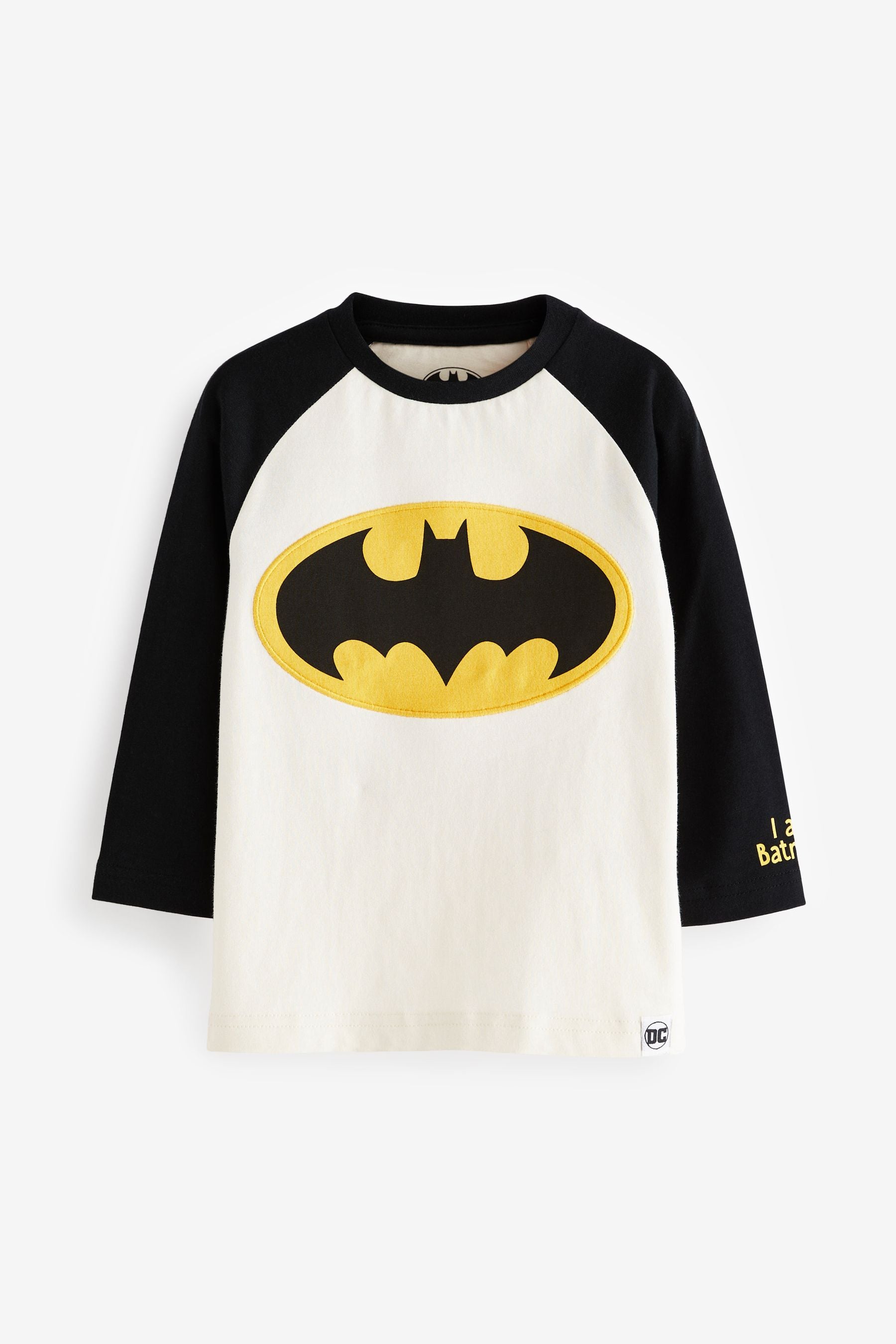 White & Black Long Sleeve Batman T-Shirt (3mths-8yrs)