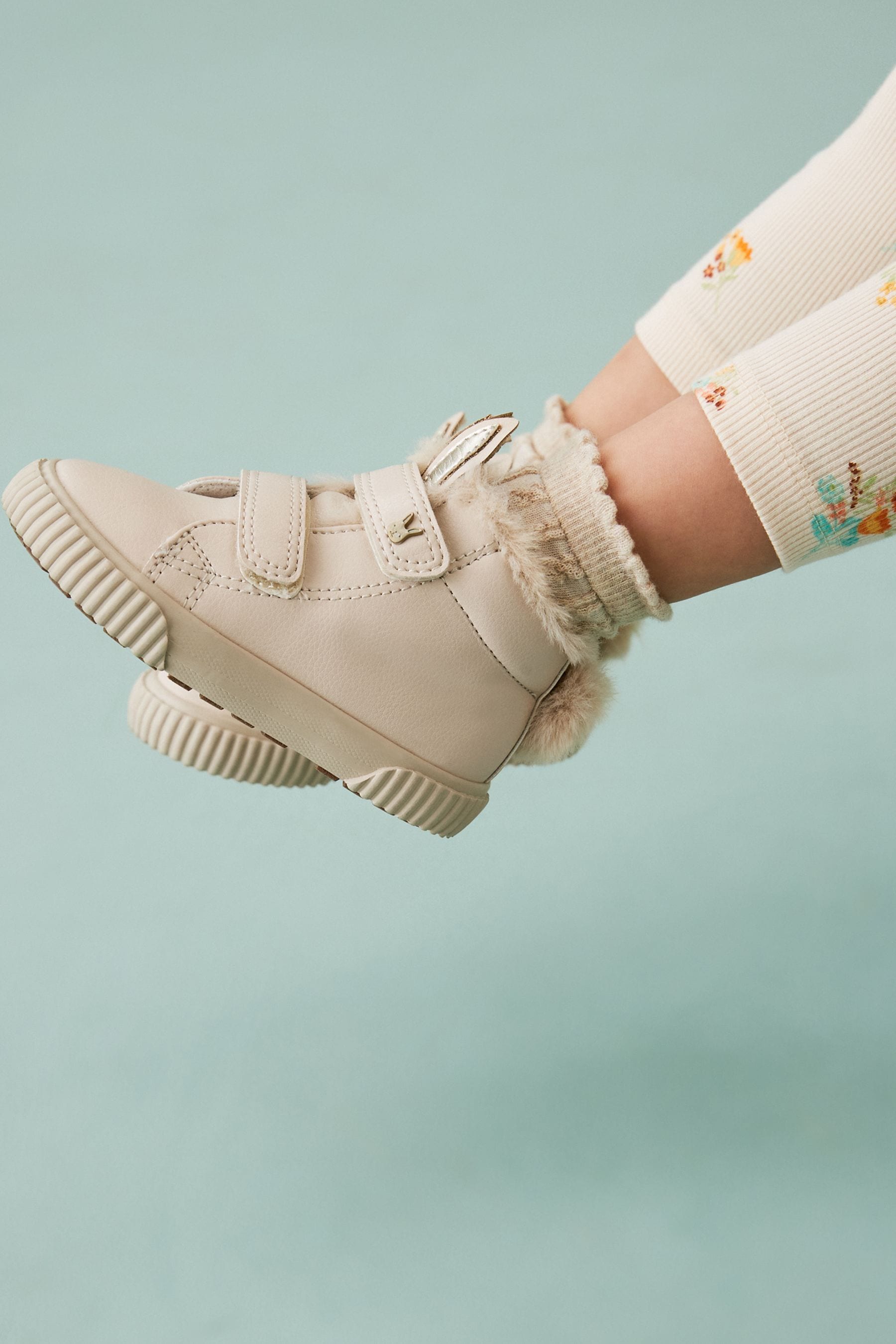 Bone White Bunny High Top Trainers