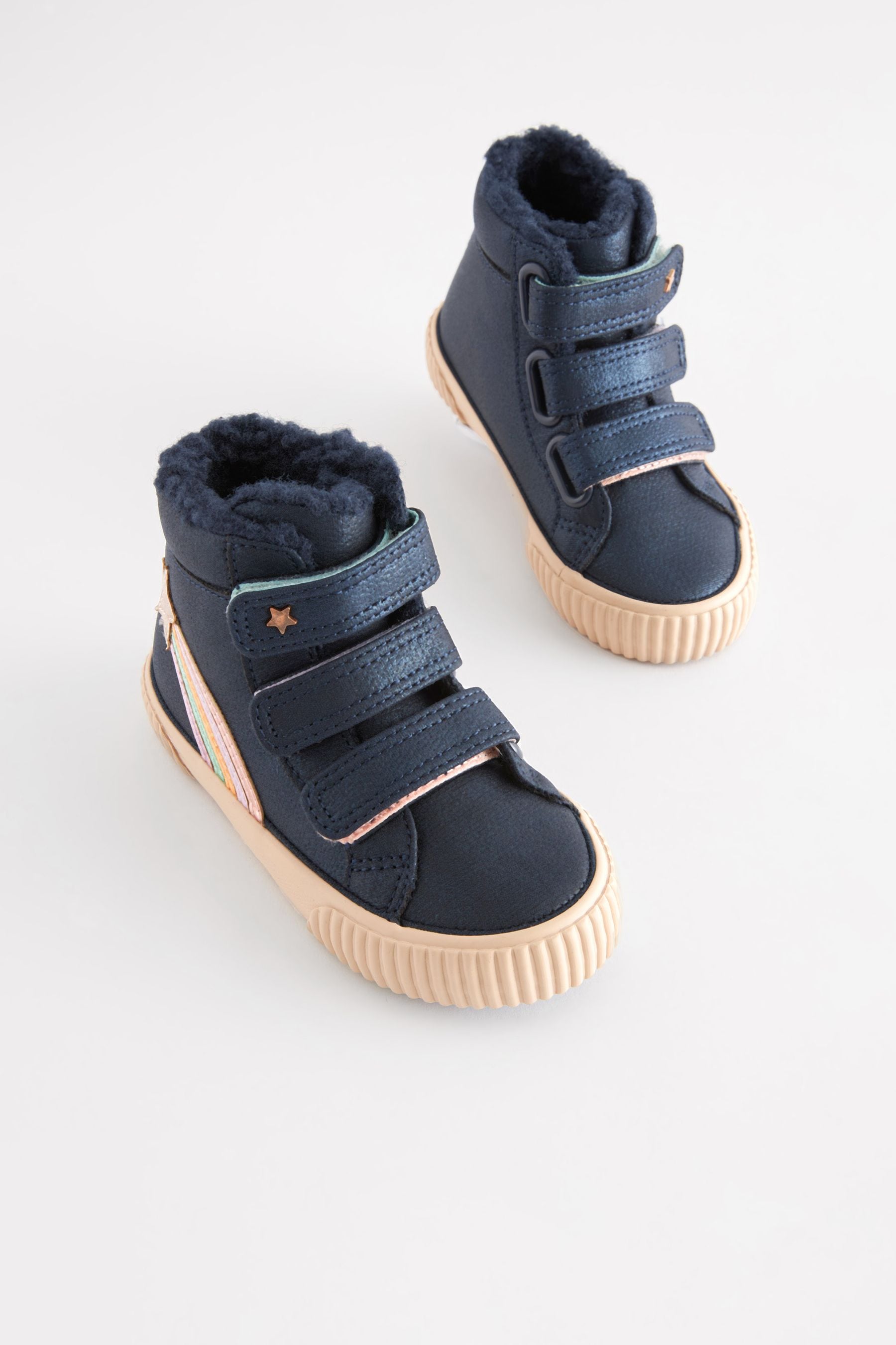 Navy Rainbow High Top Trainers