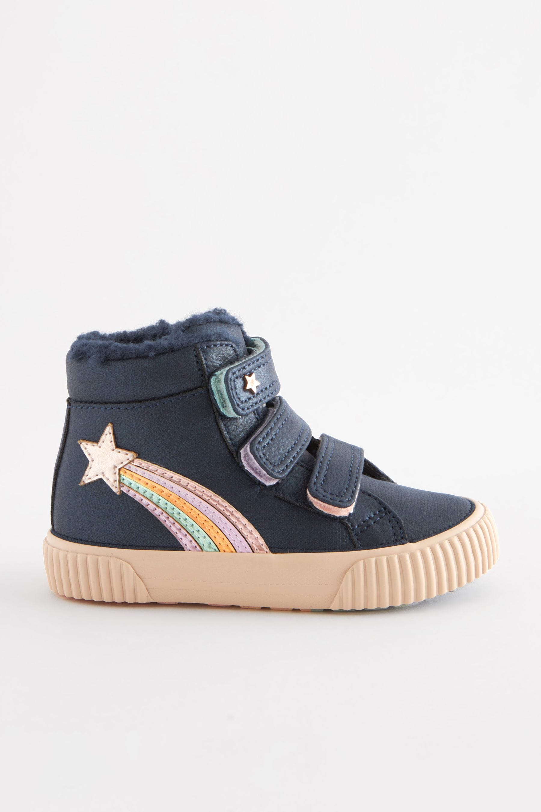 Navy Rainbow High Top Trainers