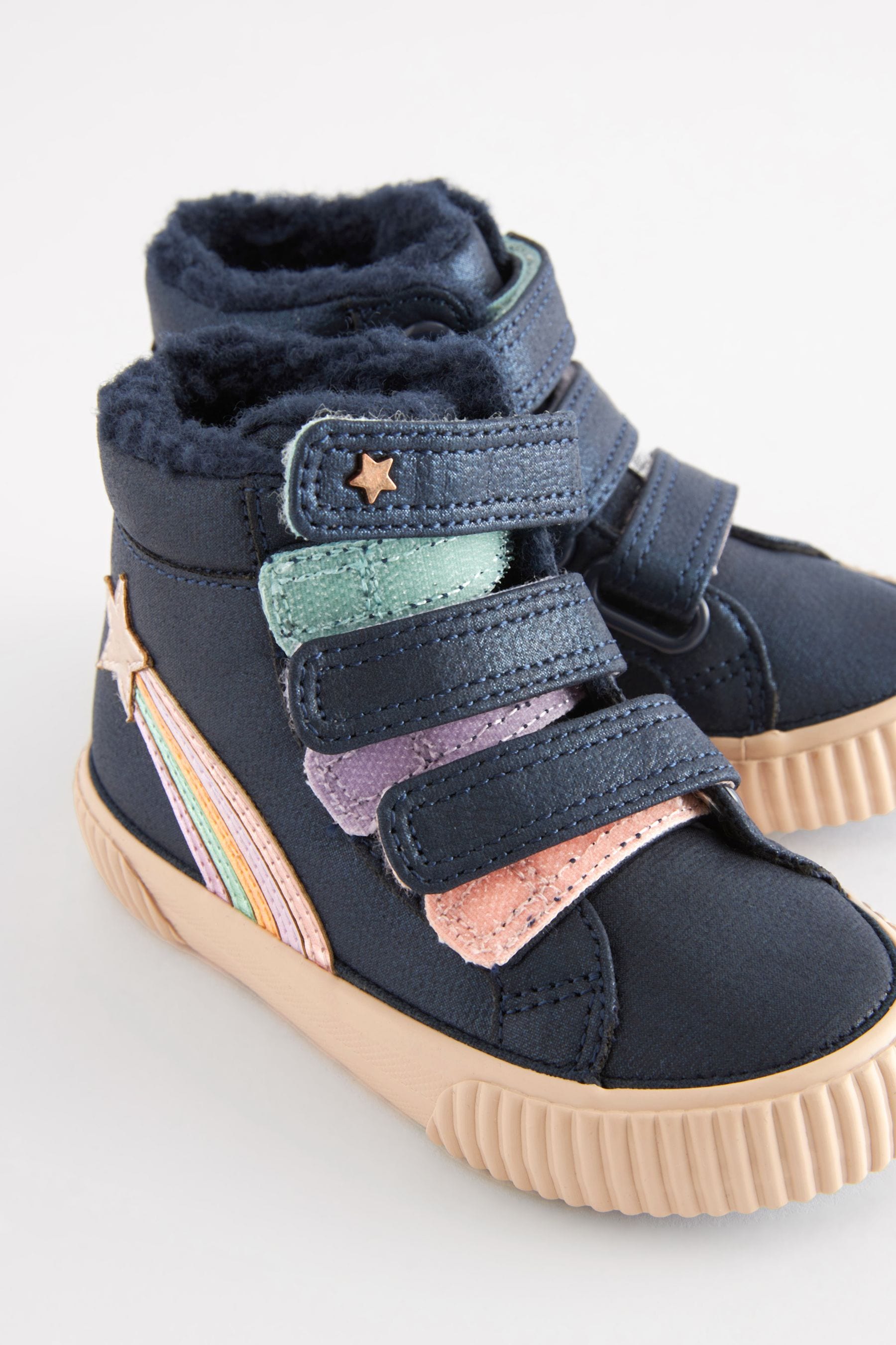 Navy Rainbow High Top Trainers