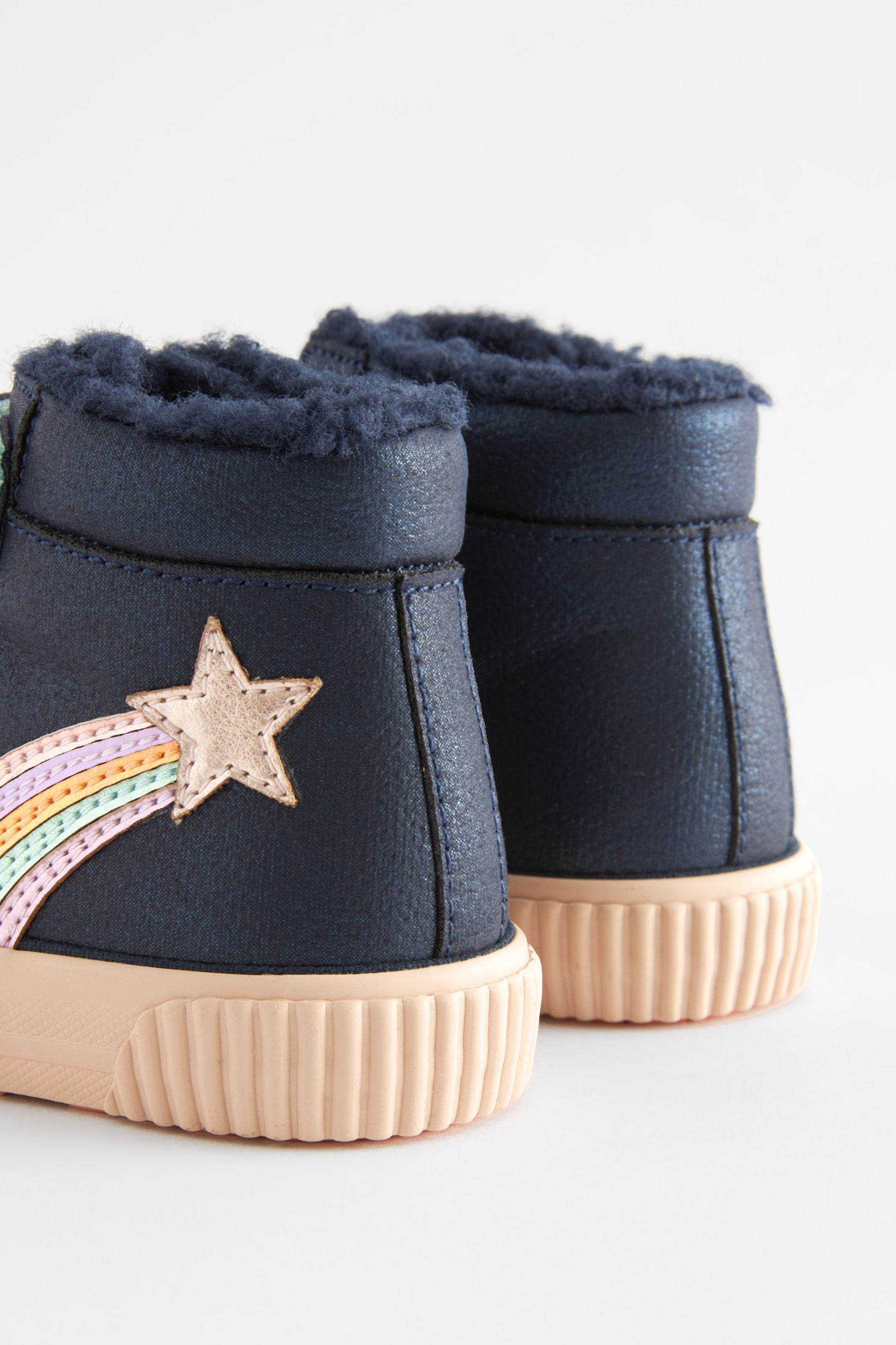 Navy Rainbow High Top Trainers