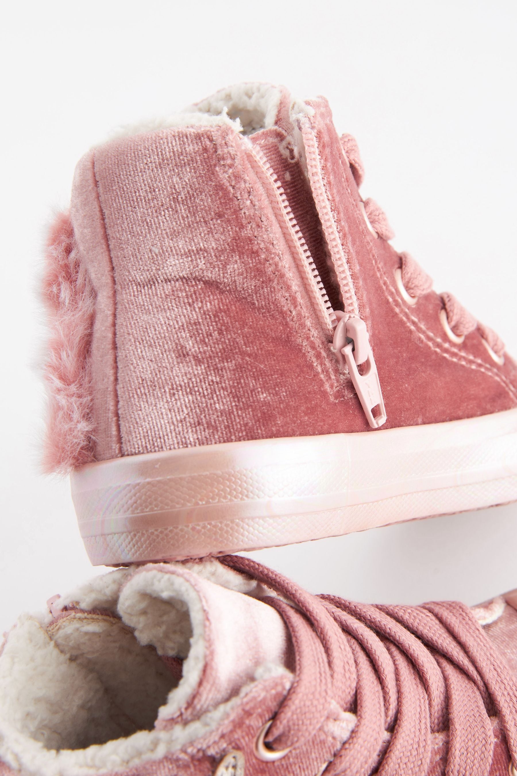 Pink Unicorn Glitter Fleece Lined Lace-Up High Top Trainers