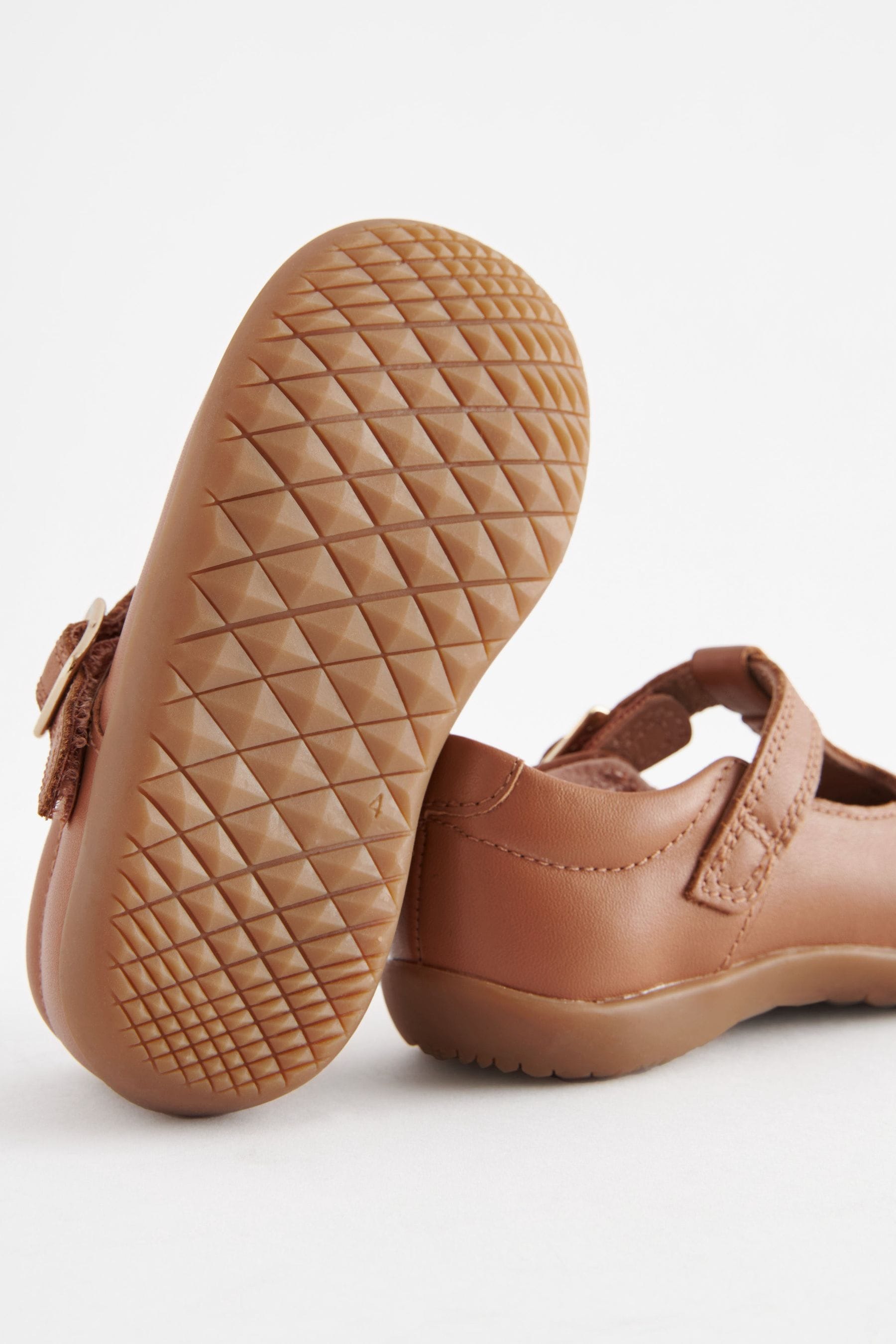 Tan Brown Leather First Walker T-Bar Shoes