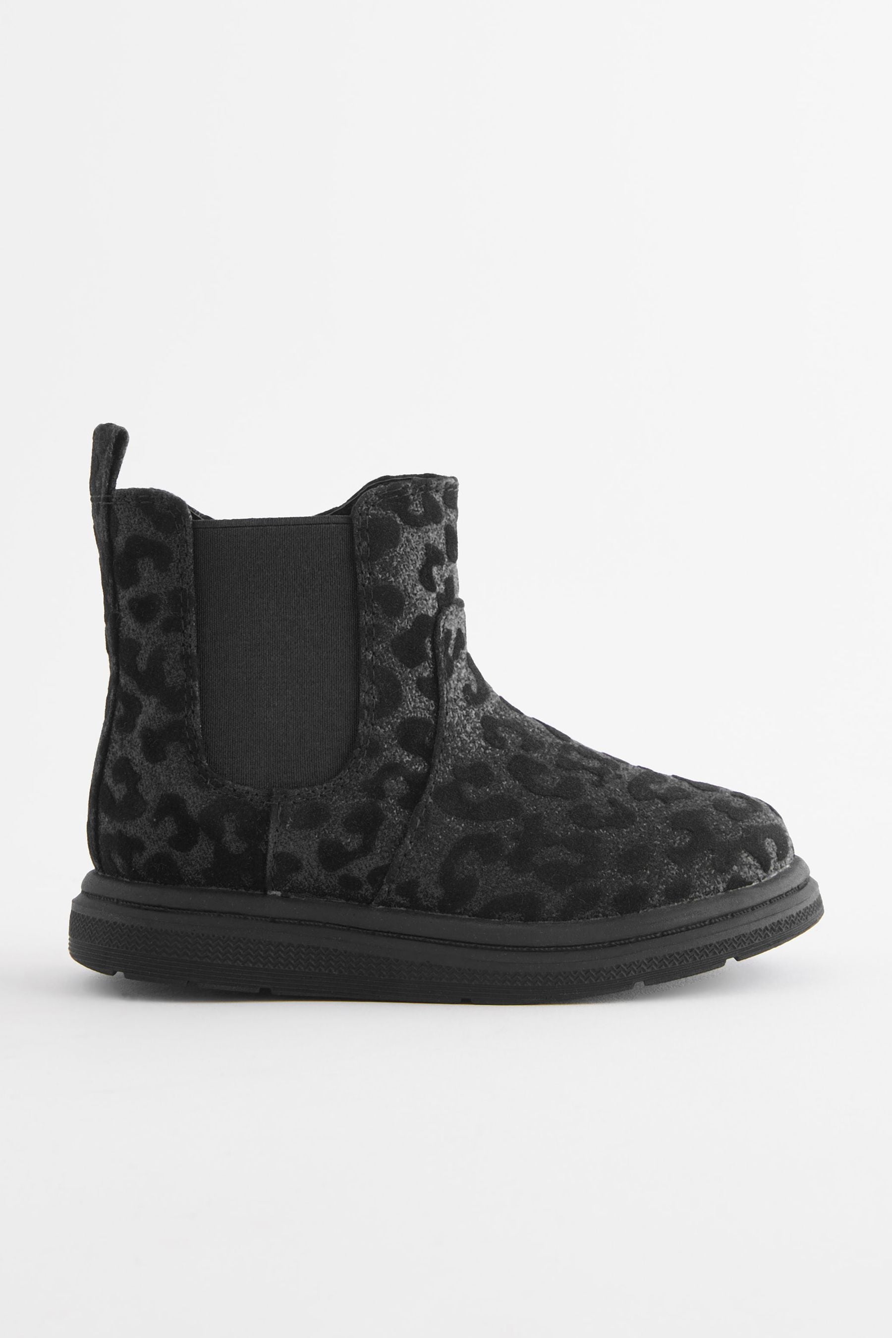 Black Sparkle Animal Print Chelsea Boots