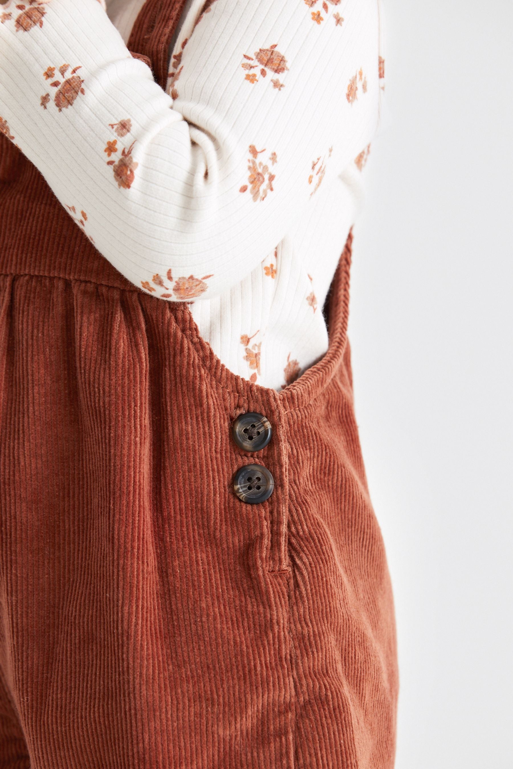 Rust Brown Corduroy Dungarees 3 Piece Set (3mths-7yrs)