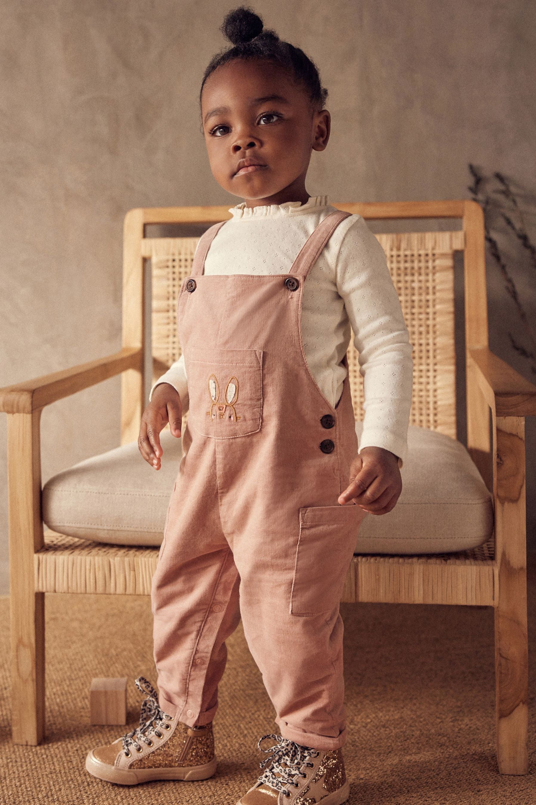 Pink Corduroy Embellished Dungarees (3mths-7yrs)