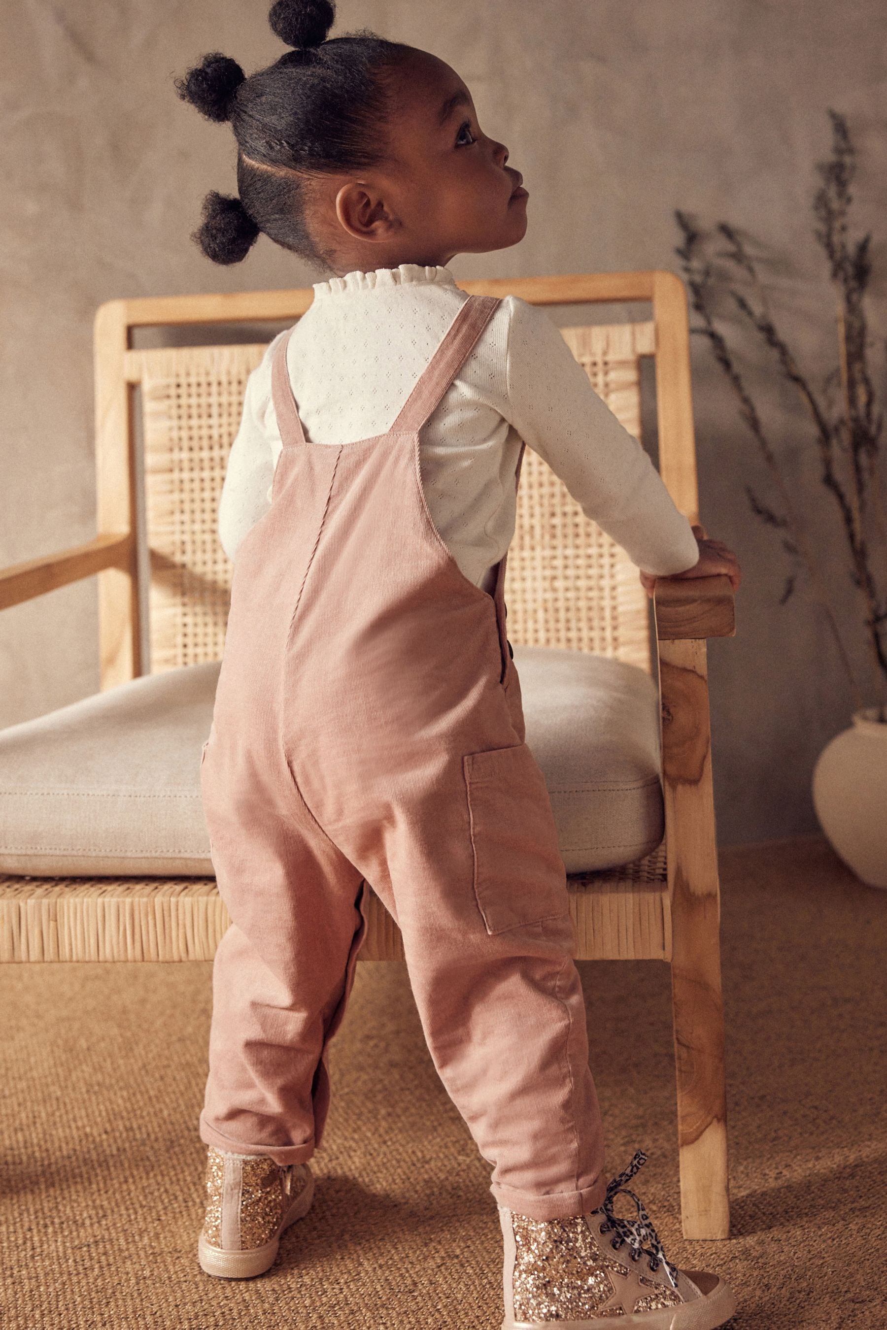 Pink Corduroy Embellished Dungarees (3mths-7yrs)