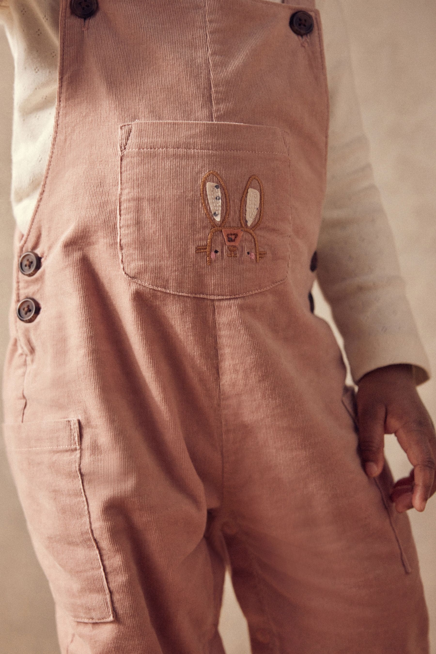 Pink Corduroy Embellished Dungarees (3mths-7yrs)