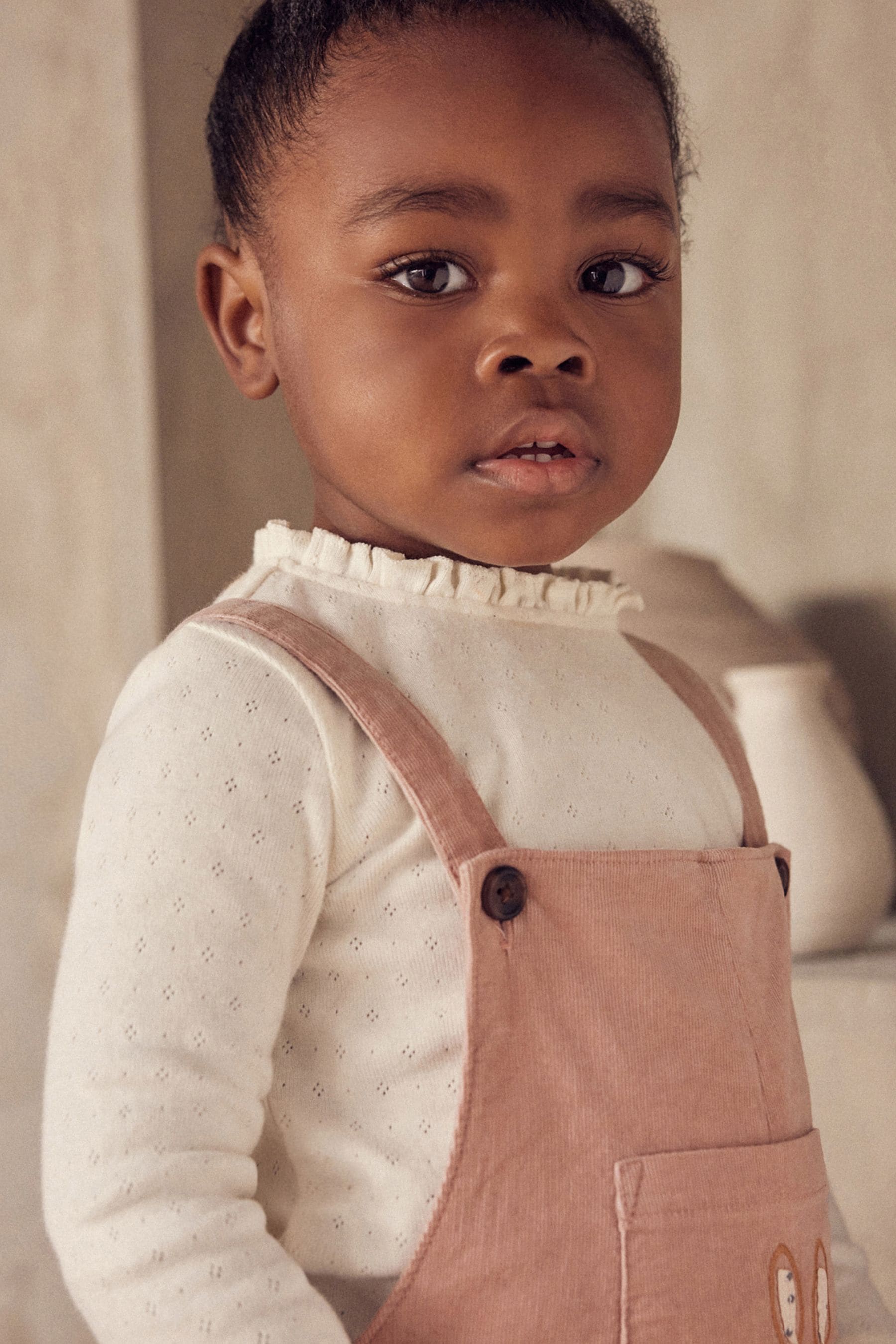 Pink Corduroy Embellished Dungarees (3mths-7yrs)