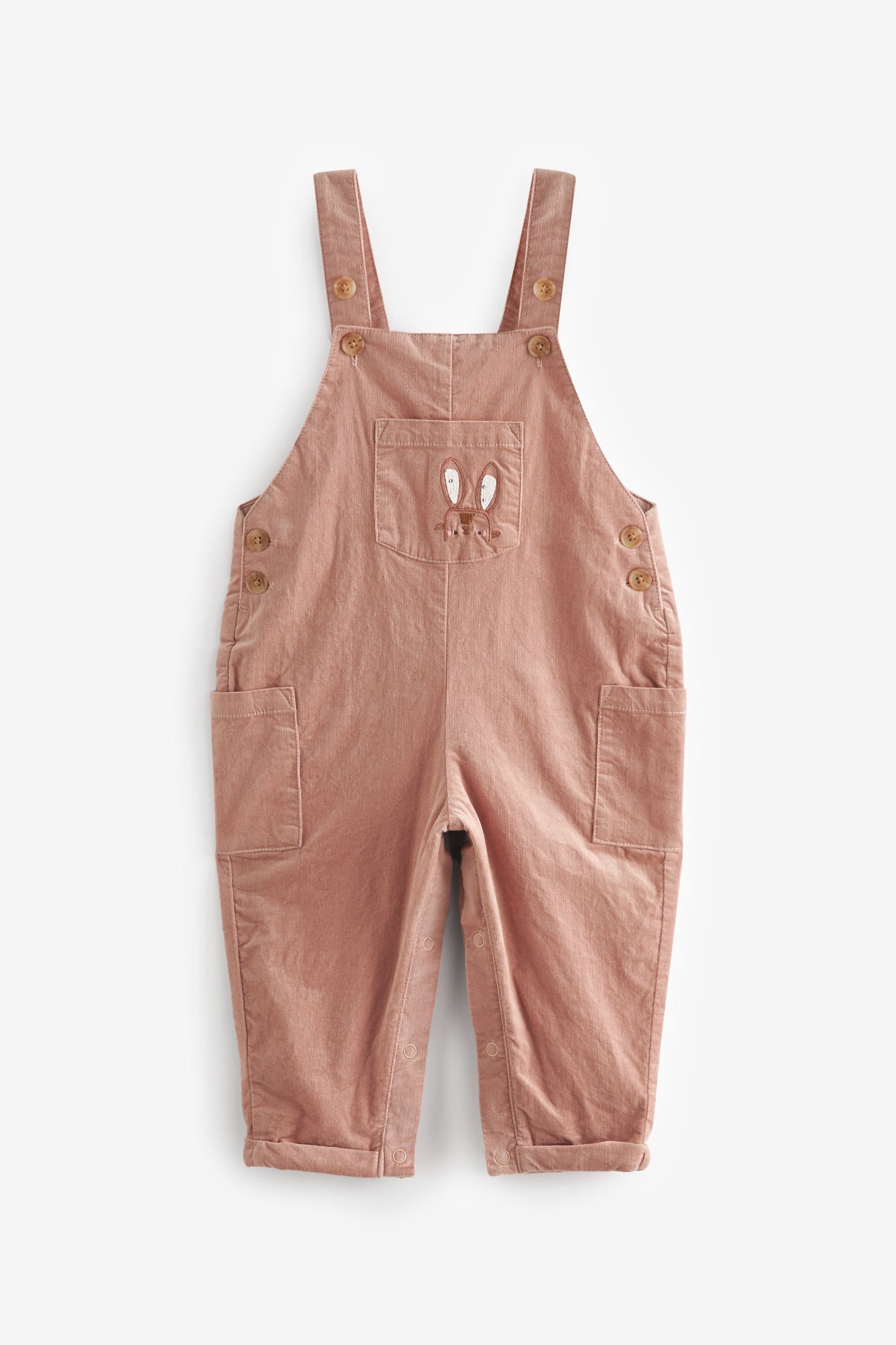 Pink Corduroy Embellished Dungarees (3mths-7yrs)