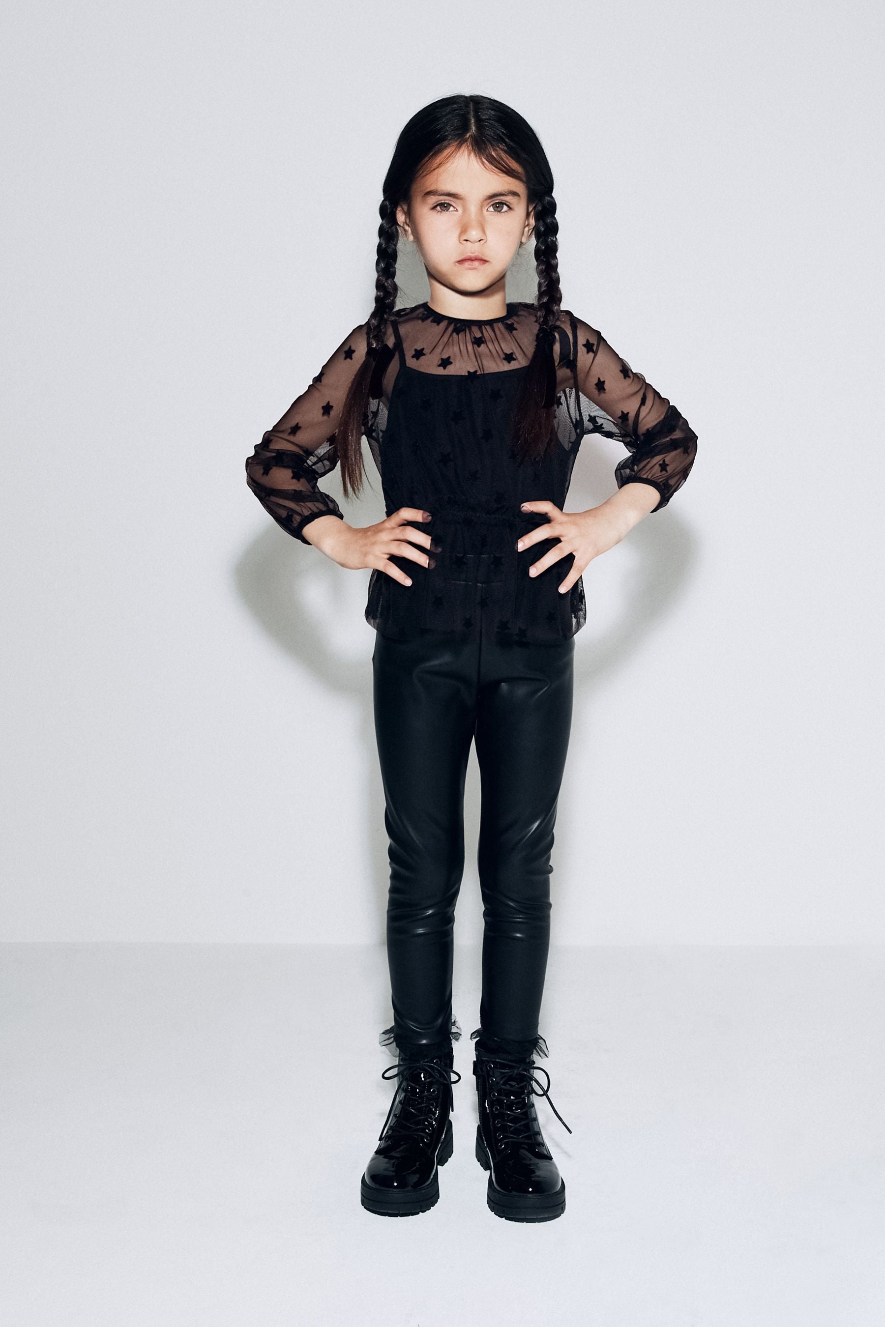 Black Star Mesh Blouse (3-16yrs)