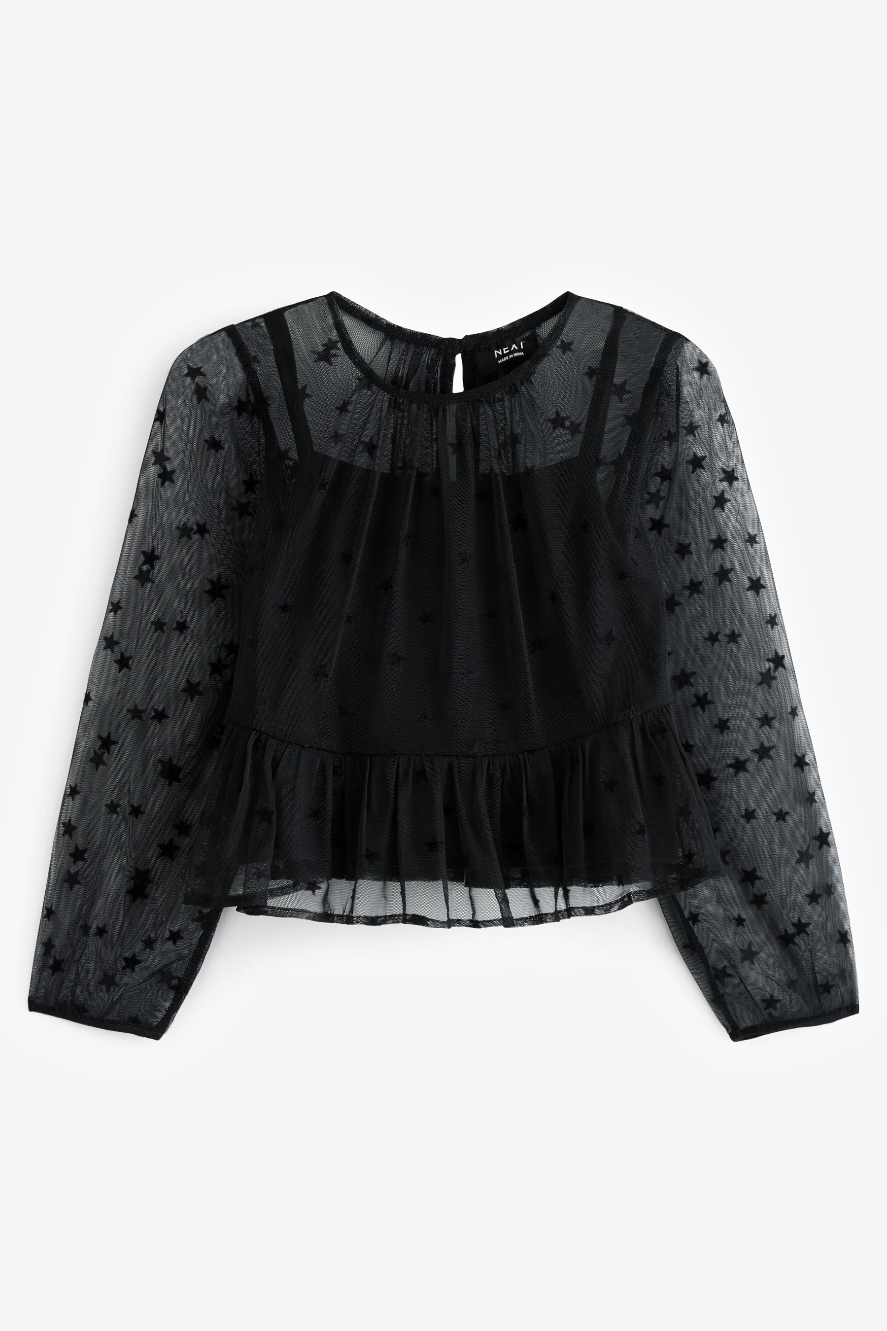 Black Star Mesh Blouse (3-16yrs)