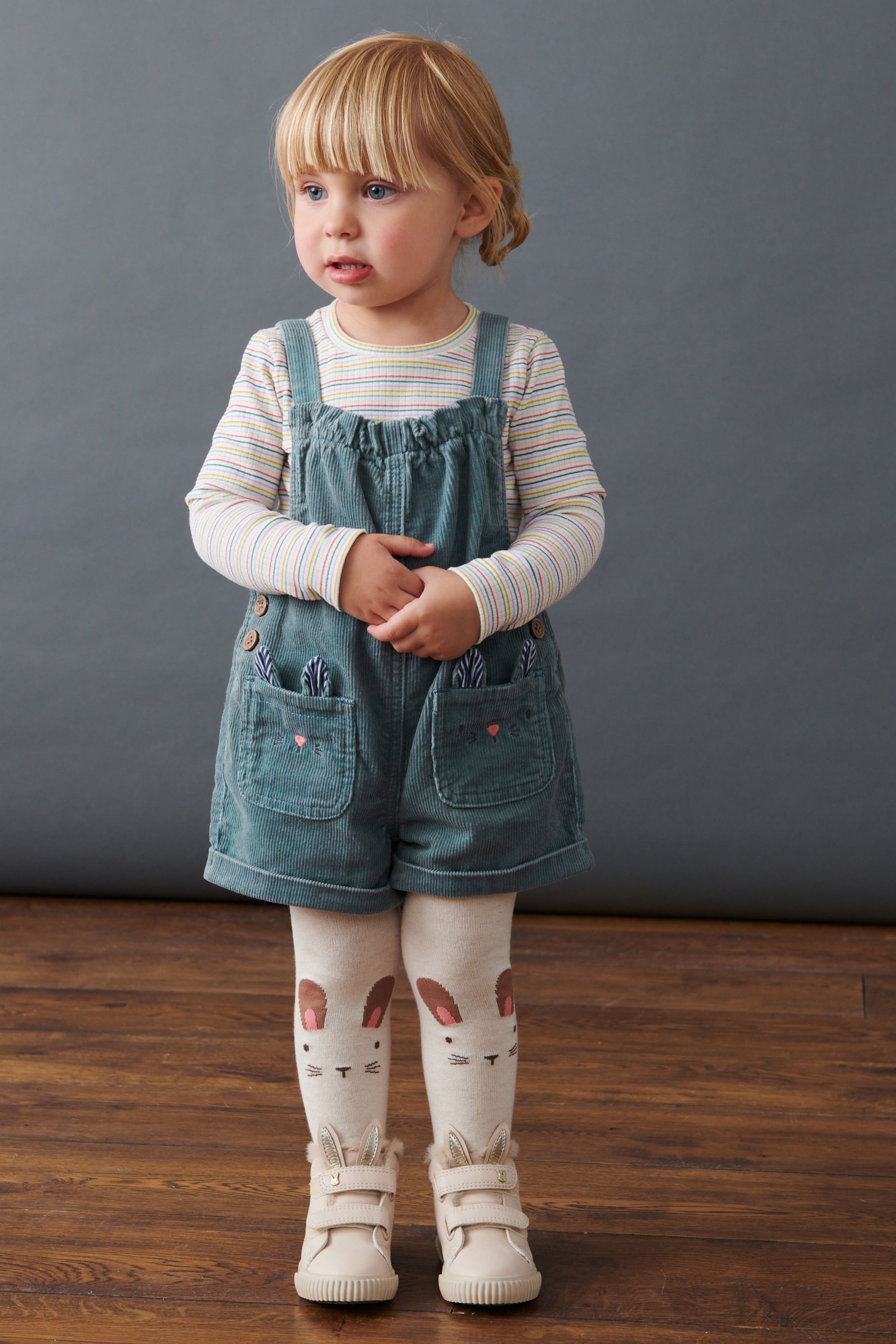 Blue Corduroy Dungarees 3 Piece Set (3mths-7yrs)