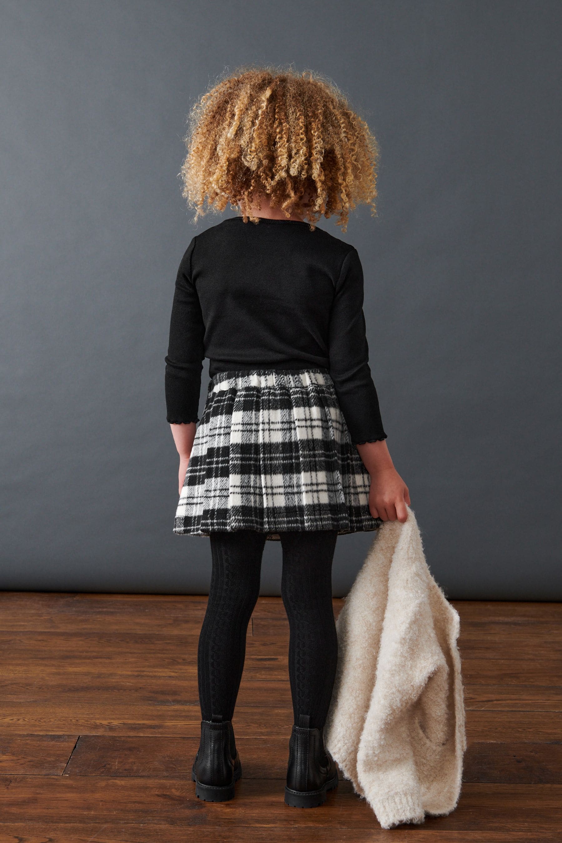 Black/White Kilt Skirt & Tights Set (3mths-10yrs)