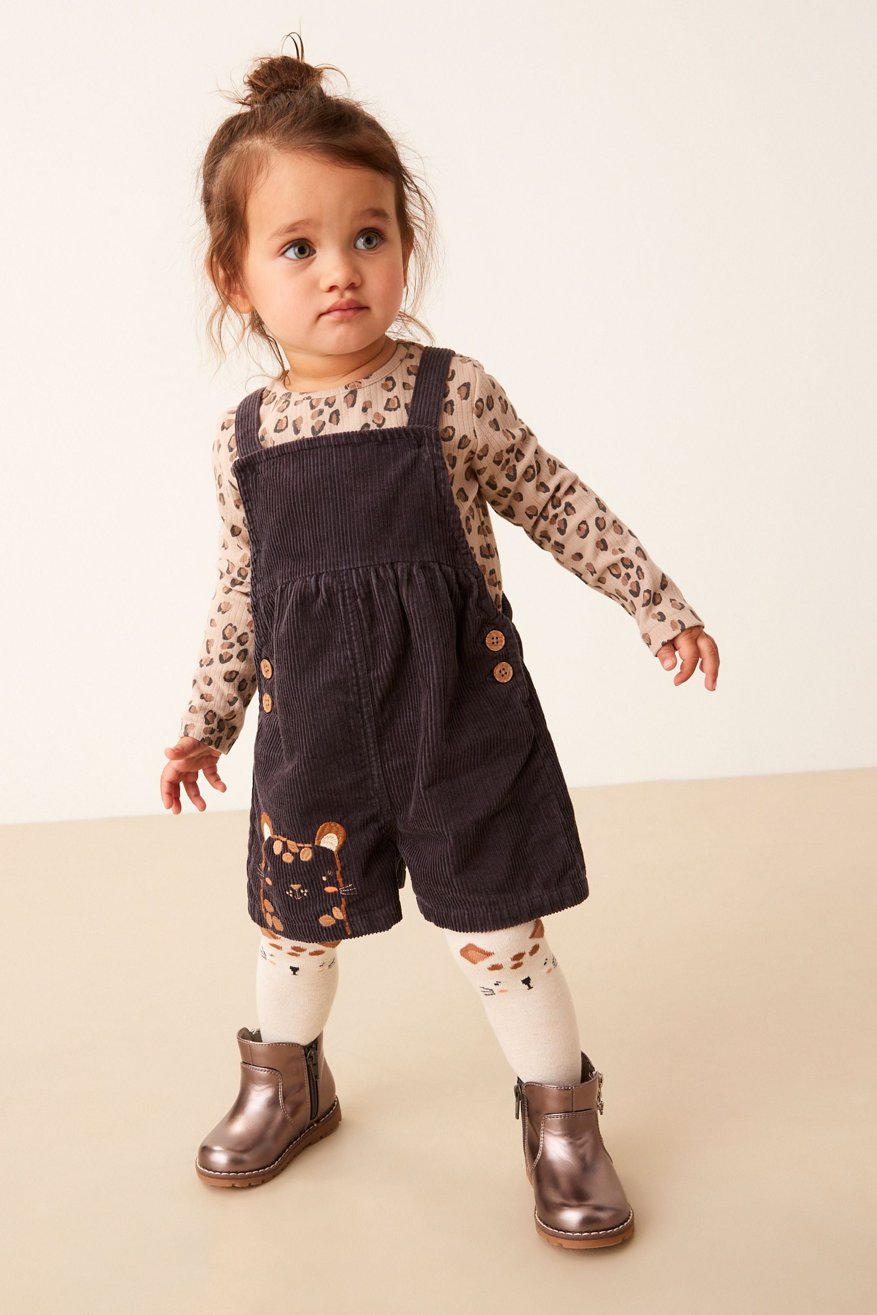 Grey Corduroy Dungarees 3 Piece Set (3mths-7yrs)