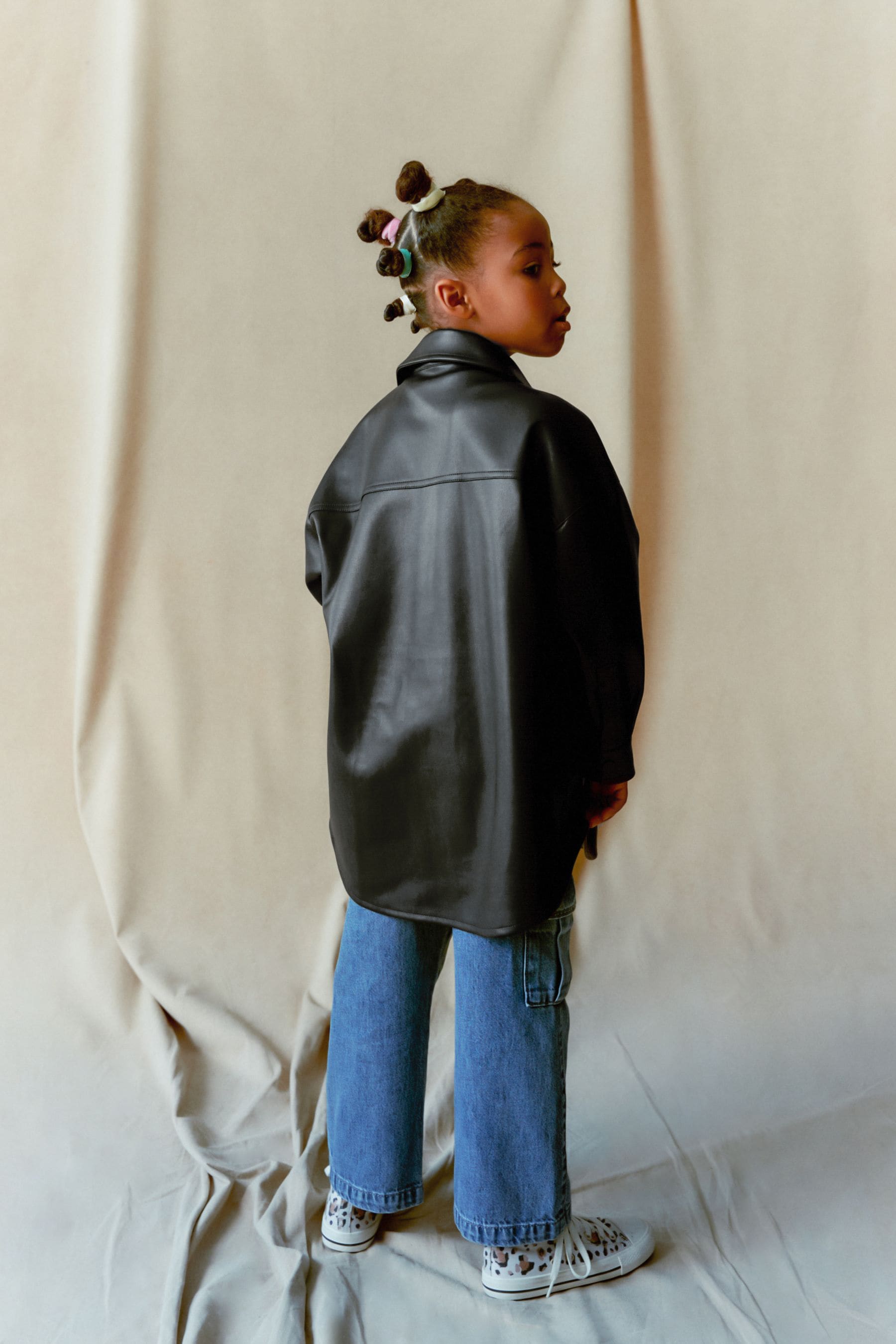 Black PU Oversized Shacket (3-16yrs)