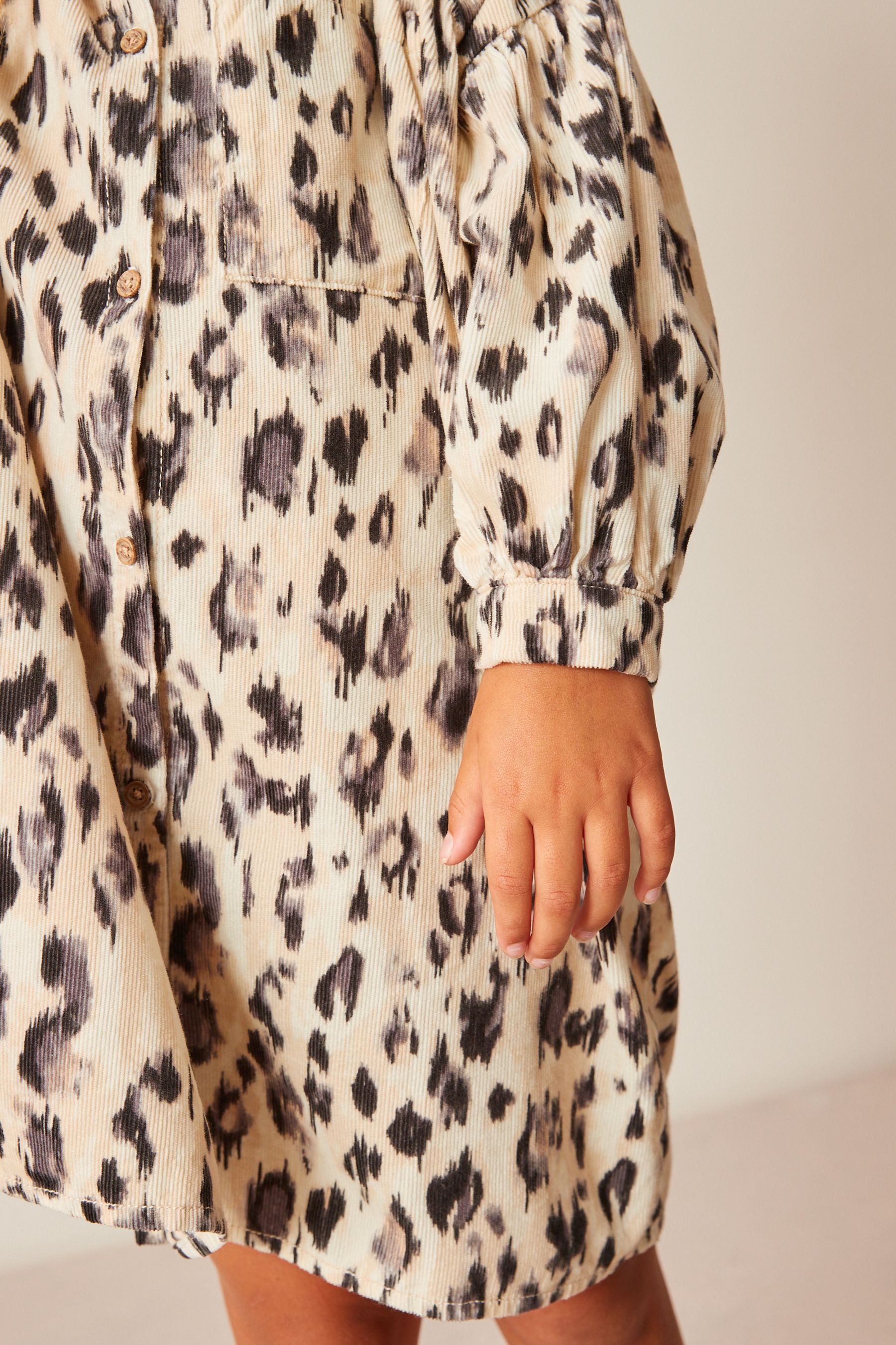 Animal Print Corduroy Shirt Dress (3-16yrs)