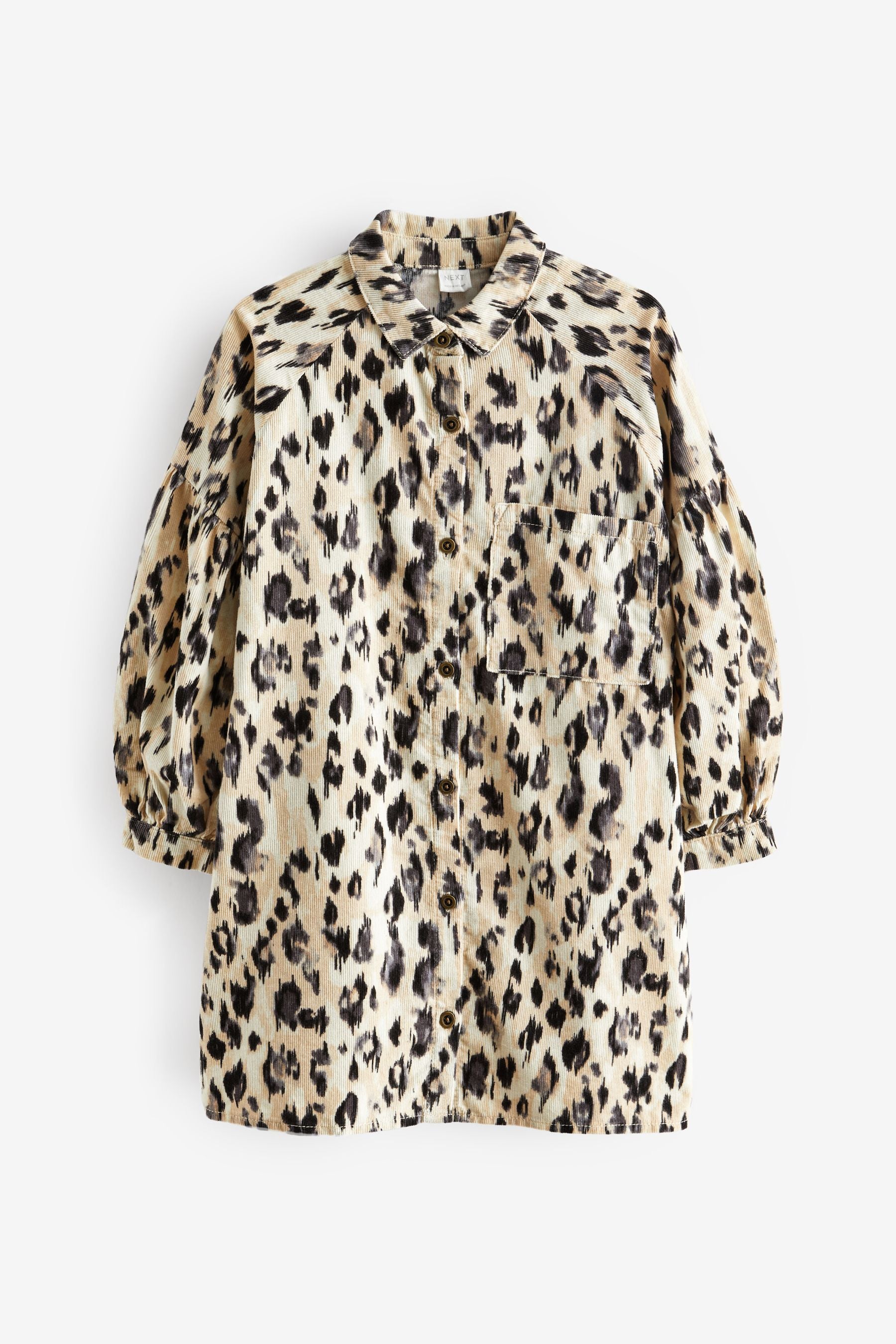 Animal Print Corduroy Shirt Dress (3-16yrs)