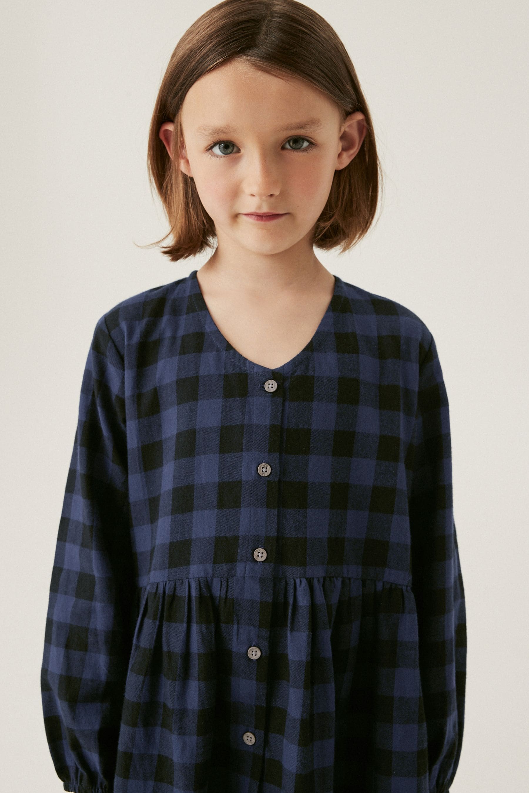 Blue/Black Check Relaxed Dress (3-16yrs)