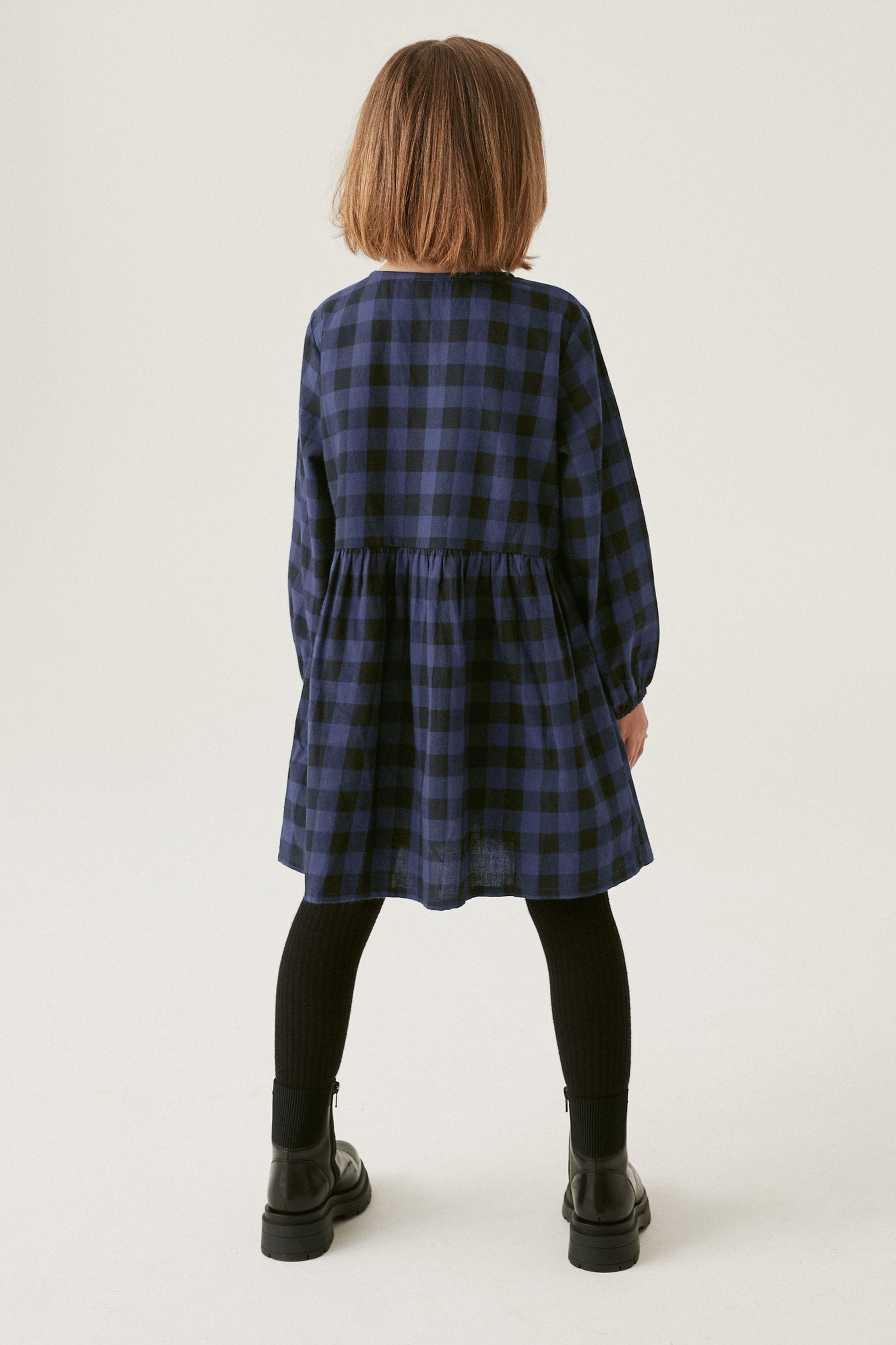 Blue/Black Check Relaxed Dress (3-16yrs)