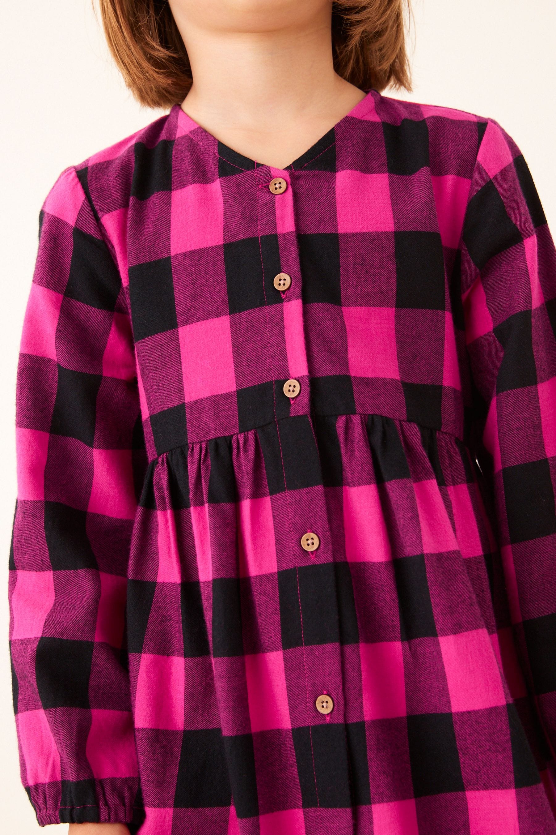 Pink/Black Check Relaxed Dress (3-16yrs)