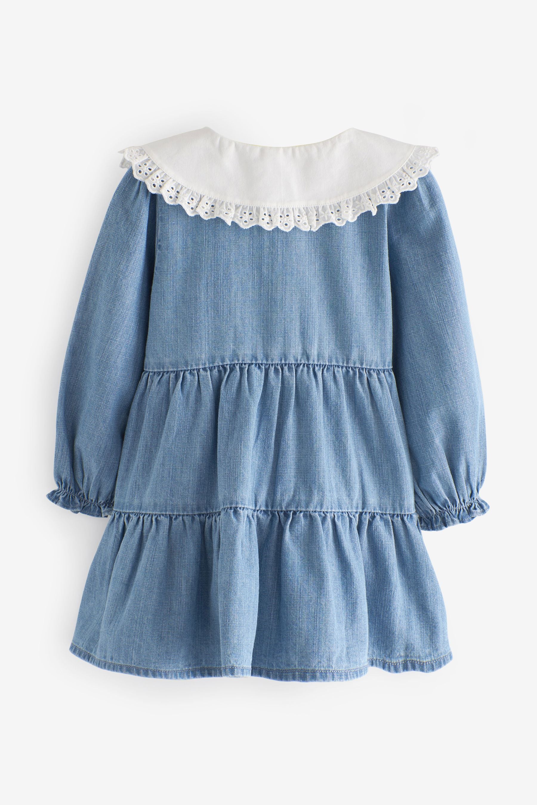 Blue Denim Embroidered Collar Dress (3mths-7yrs)