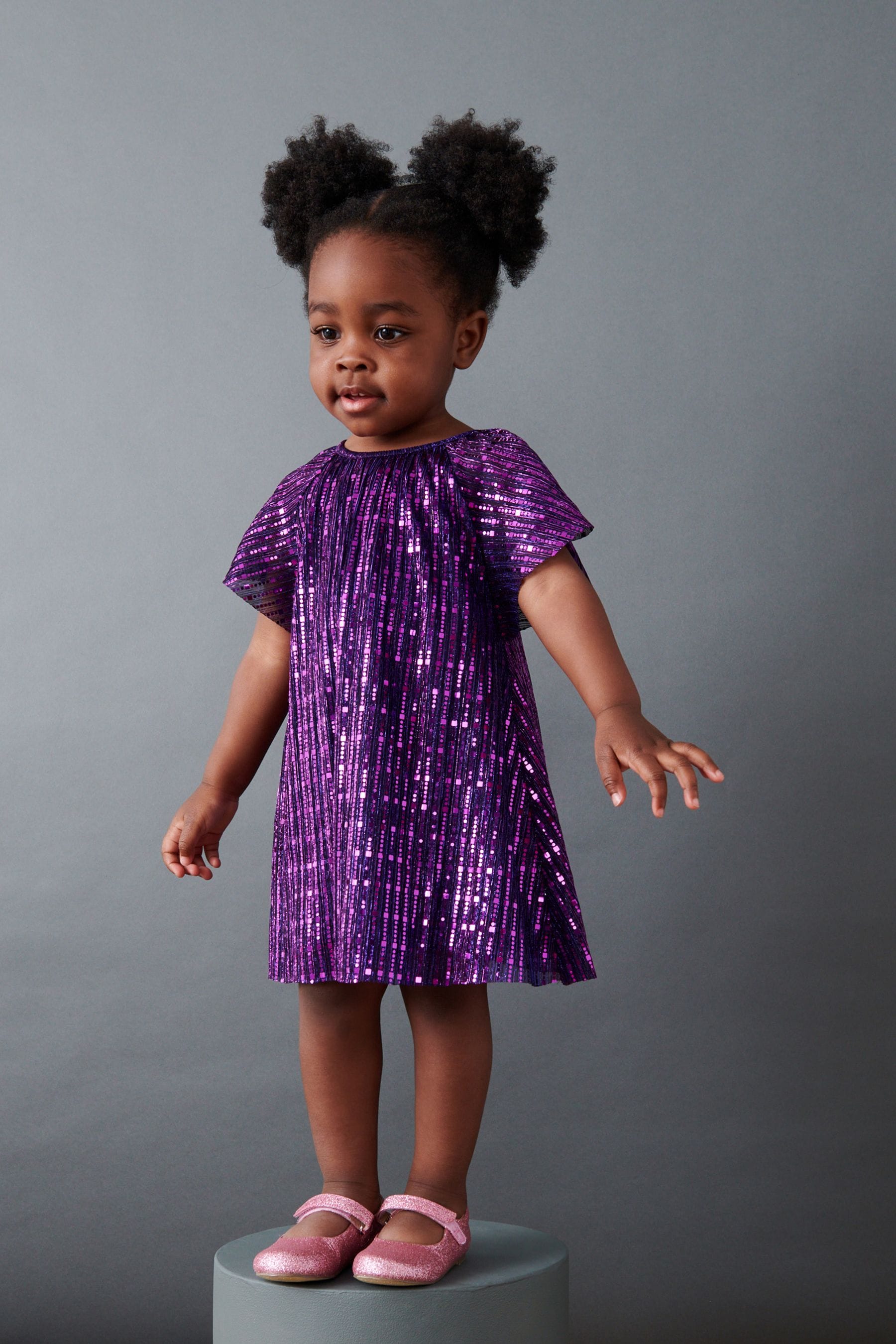 Purple Sequin Party Angel Sleeve Dress (3mths-10yrs)