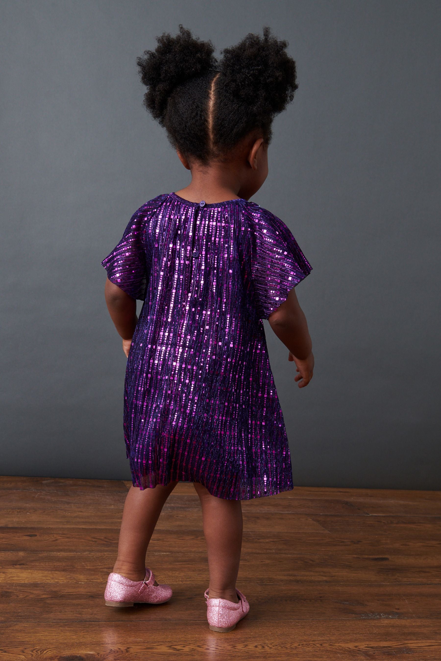 Purple Sequin Party Angel Sleeve Dress (3mths-10yrs)